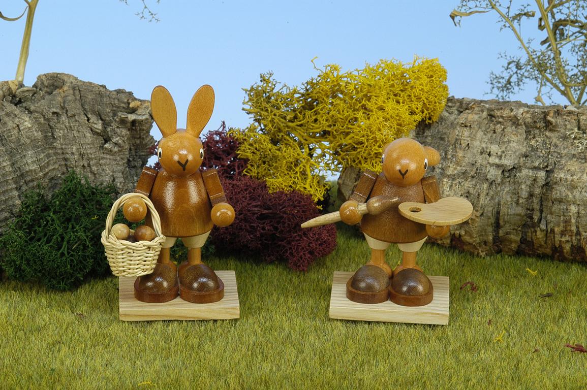 Hase mit Farbpalette natur  7,0 cm