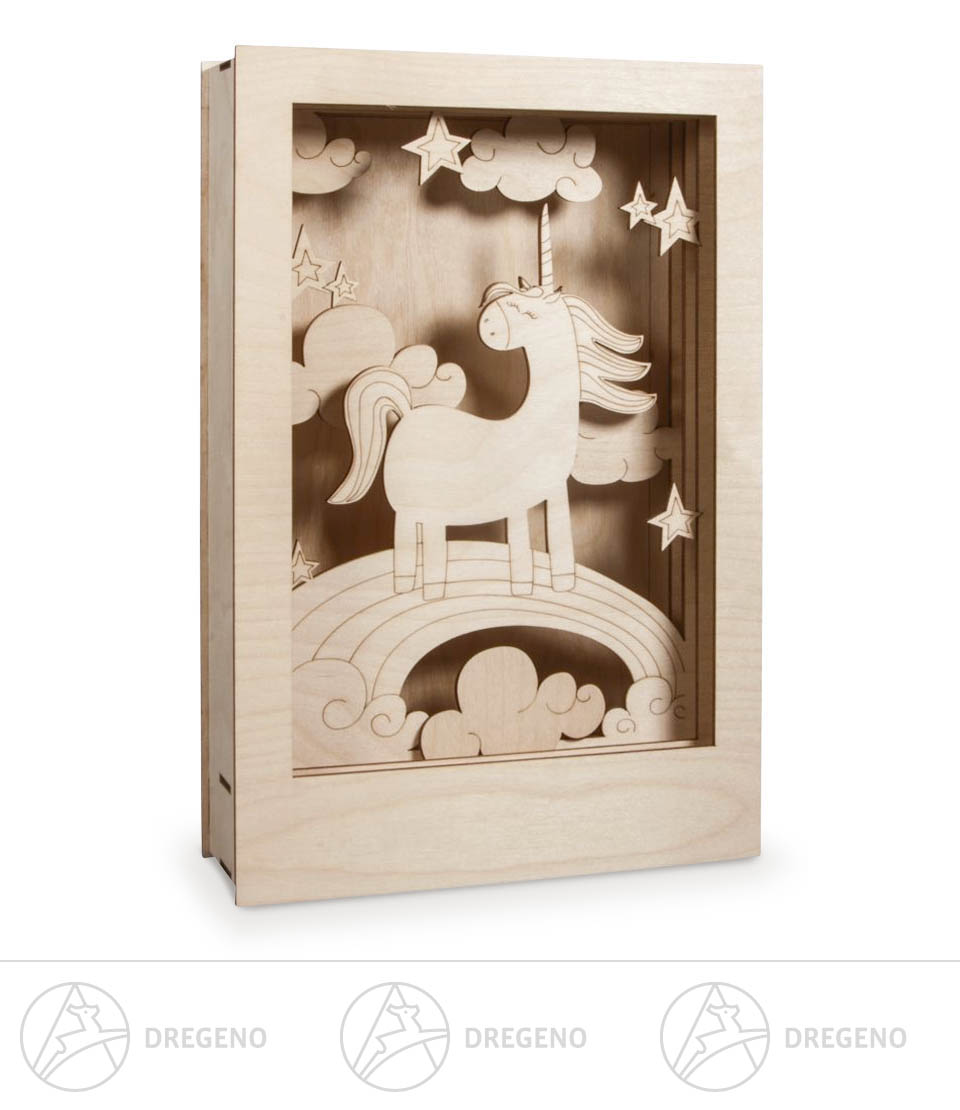Holzbausatz 3D Einhorn 13-tlg 20x30x6,5cm natur