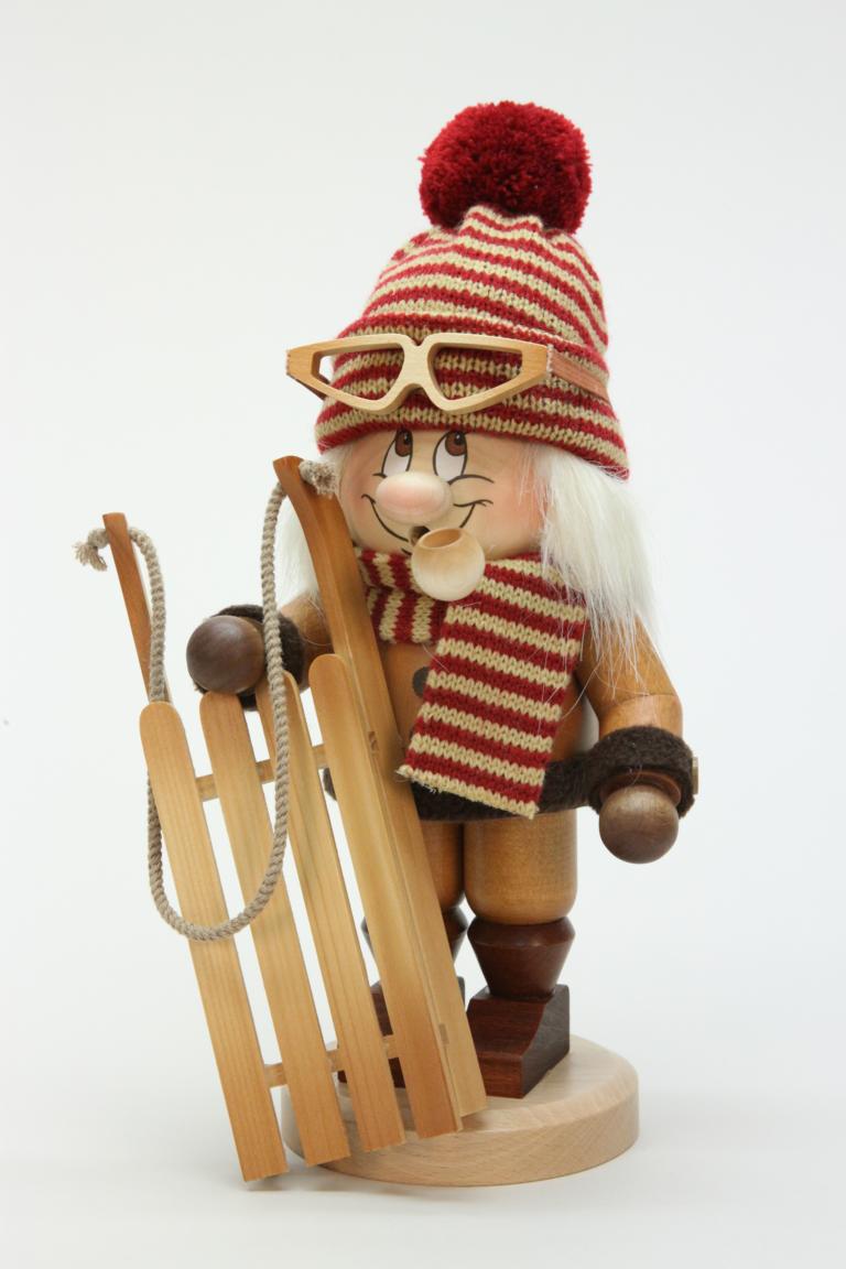 Räuchermann Wichtel Rodler  31,0 cm