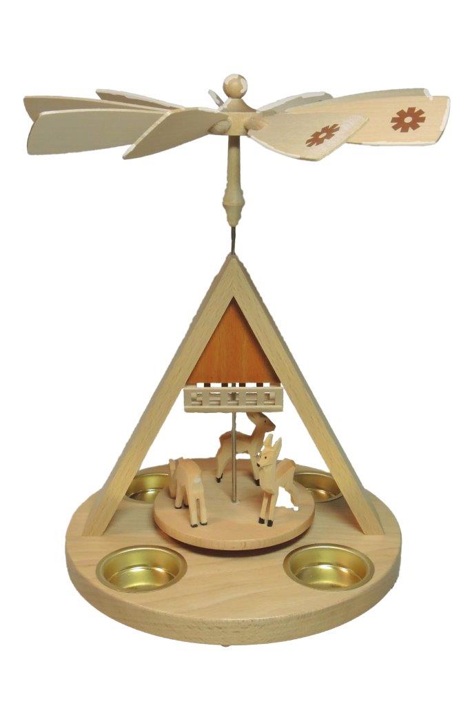Pyramide Rehe mit Futterraufe für Teelicht 27cm