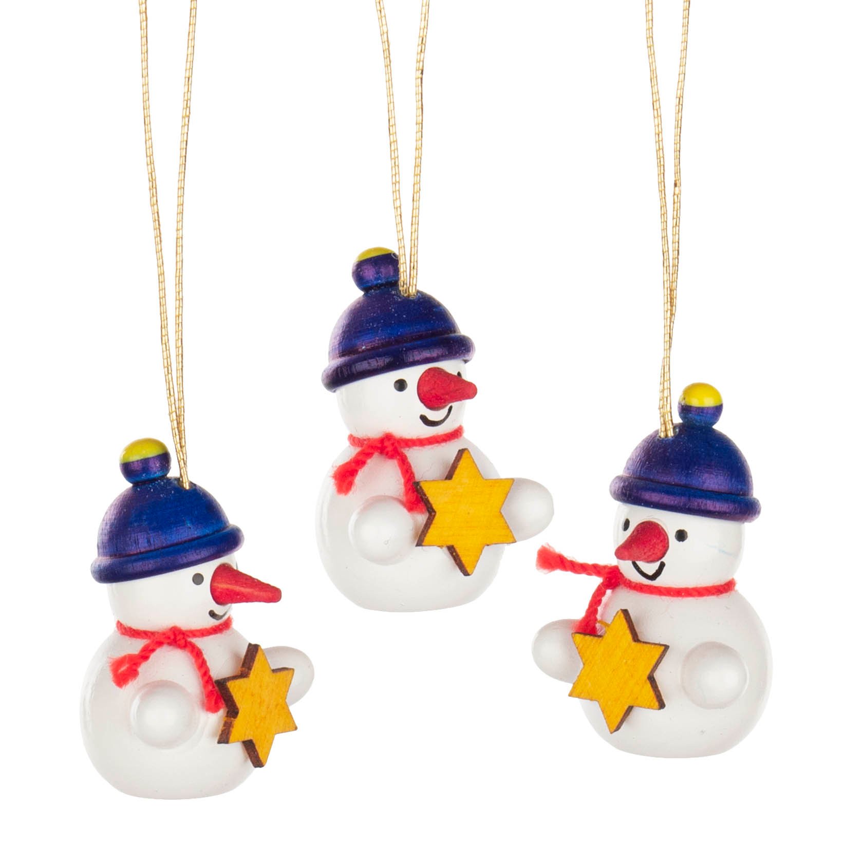 Behang Schneemanntrio mit Stern 3cm Behang Schneemanntrio mit Stern 3cm