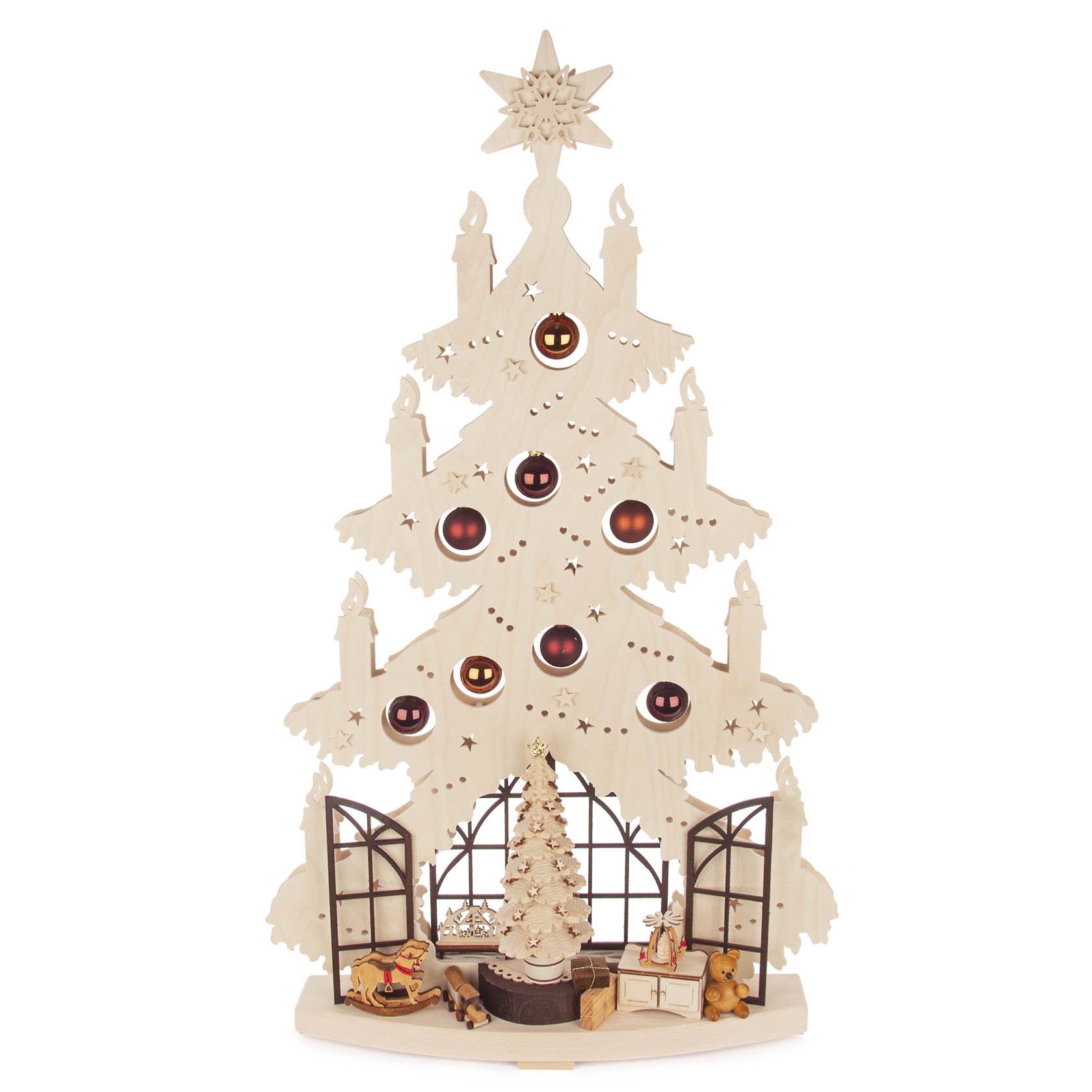 Schwibbogen Tanne Weihnachtsstube mit Fenster 70x39cm Schwibbogen Tanne Weihnachtsstube mit Fenster 70x39cm