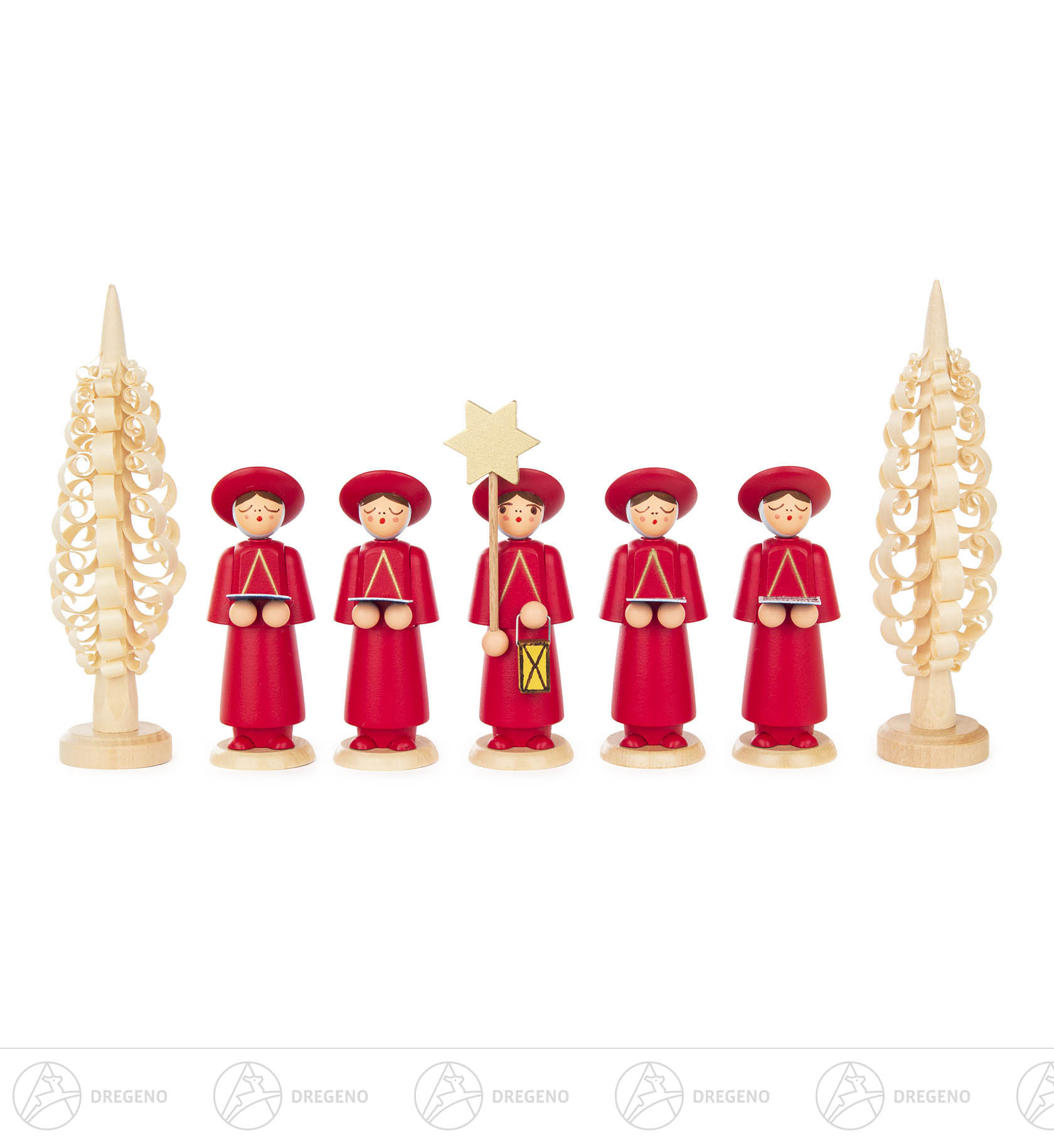 Kurrendefiguren rot mit Spanbäumchen (7) 12cm