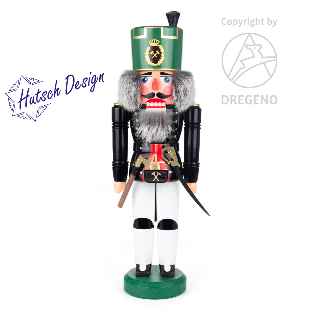 Nussknacker Bergmann schwarz-weiß Knappschaftsältester, 44cm