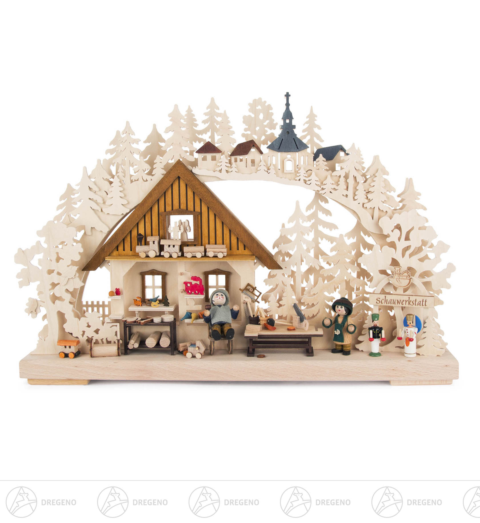 Schwibbogen Spielzeugmacherwerkstatt klein elektrisch beleuchtet29x43cm Schwibbogen Spielzeugmacherwerkstatt klein elektrisch beleuchtet29x43cm
