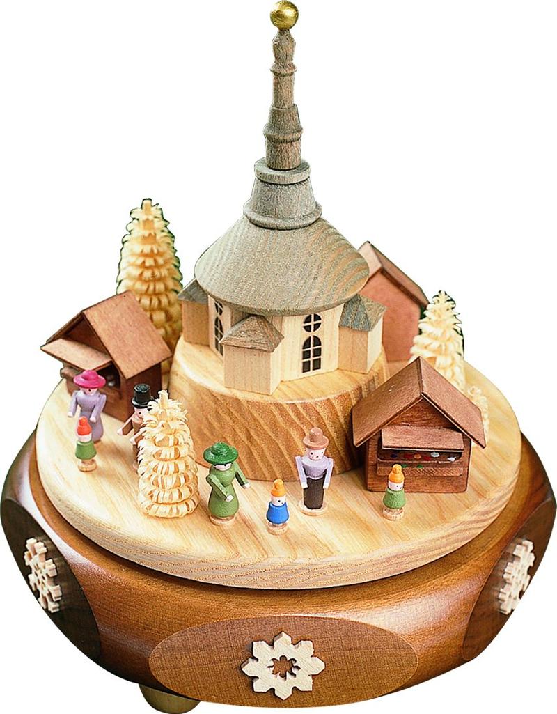 Spieldose Seiffener Weihnachtsmarkt 18er Spw. H 16cm