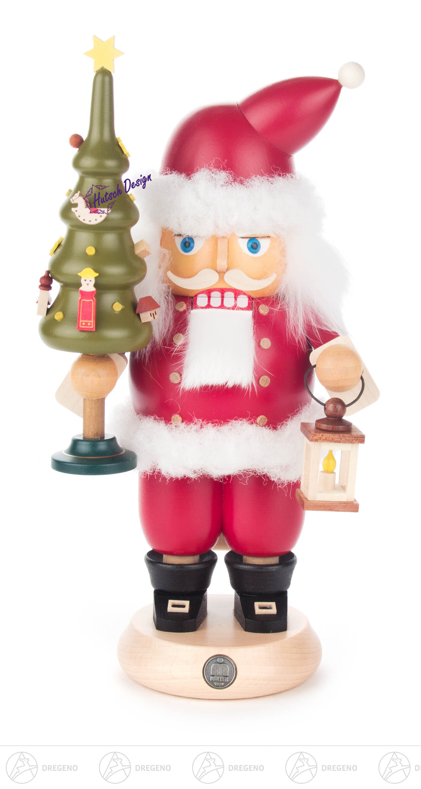 Nussknacker Weihnachtsmann rot, 24cm, mit Laterne und Weihnachtsbaum Nussknacker Weihnachtsmann rot, 24cm, mit Laterne und Weihnachtsbaum
