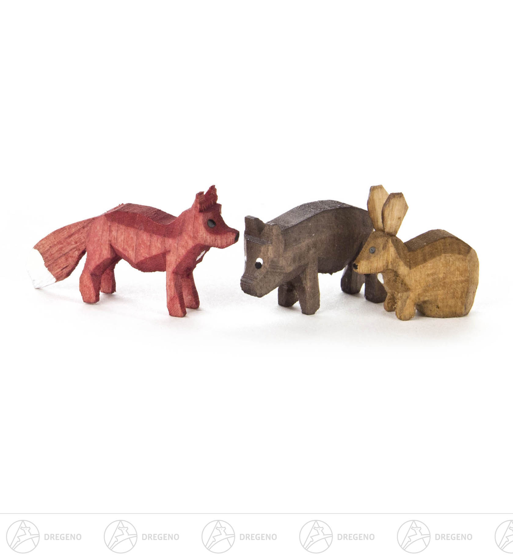 Waldtiere gebeizt und lackiert (3) Fuchs,Hase,Wildschwein Rückenhöhe 1,5cm Waldtiere gebeizt und lackiert (3) Fuchs,Hase,Wildschwein Rückenhöhe 1,5cm