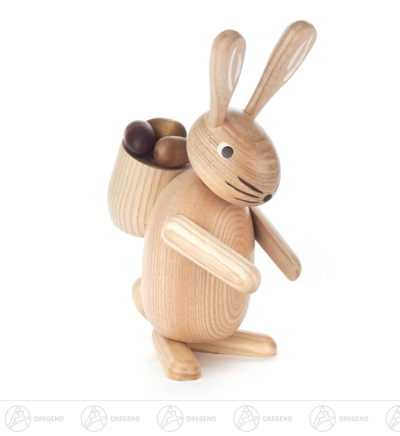 Hase mit Eierkorb natur 17cm