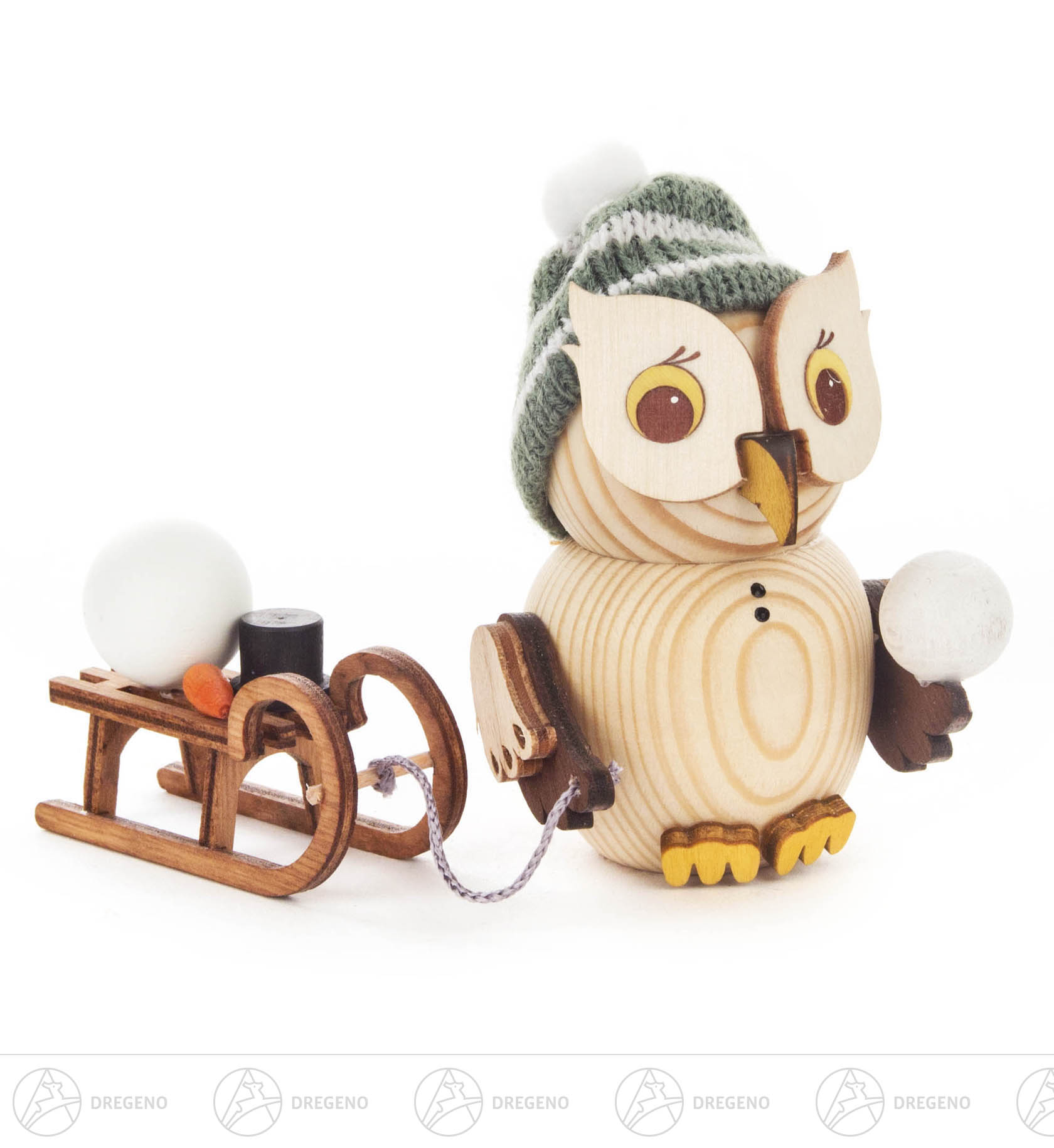 Mini-Eule mit Schlitten 7cm