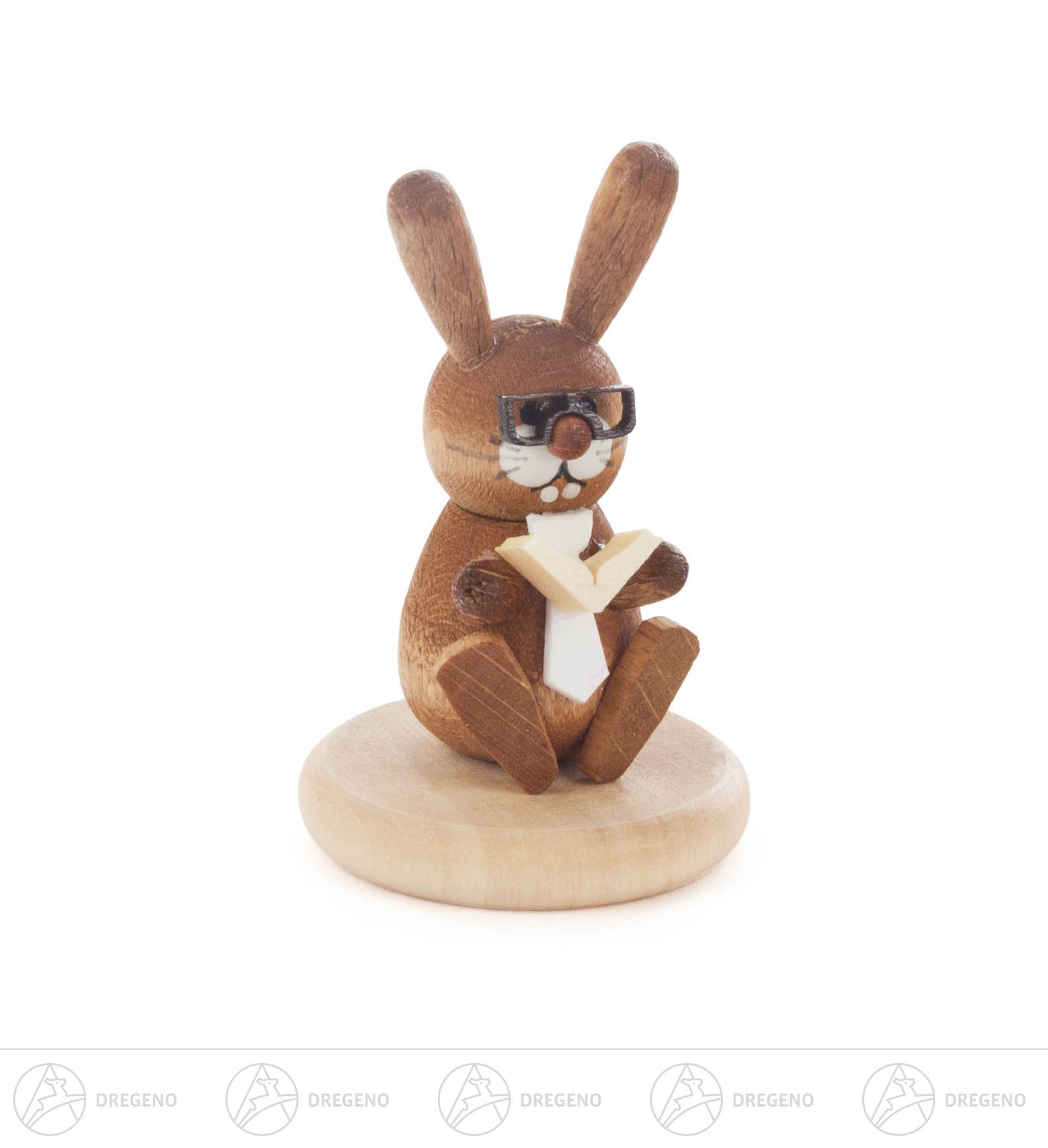 Hase mit Buch auf Sockel farbig, lasiert 5cm