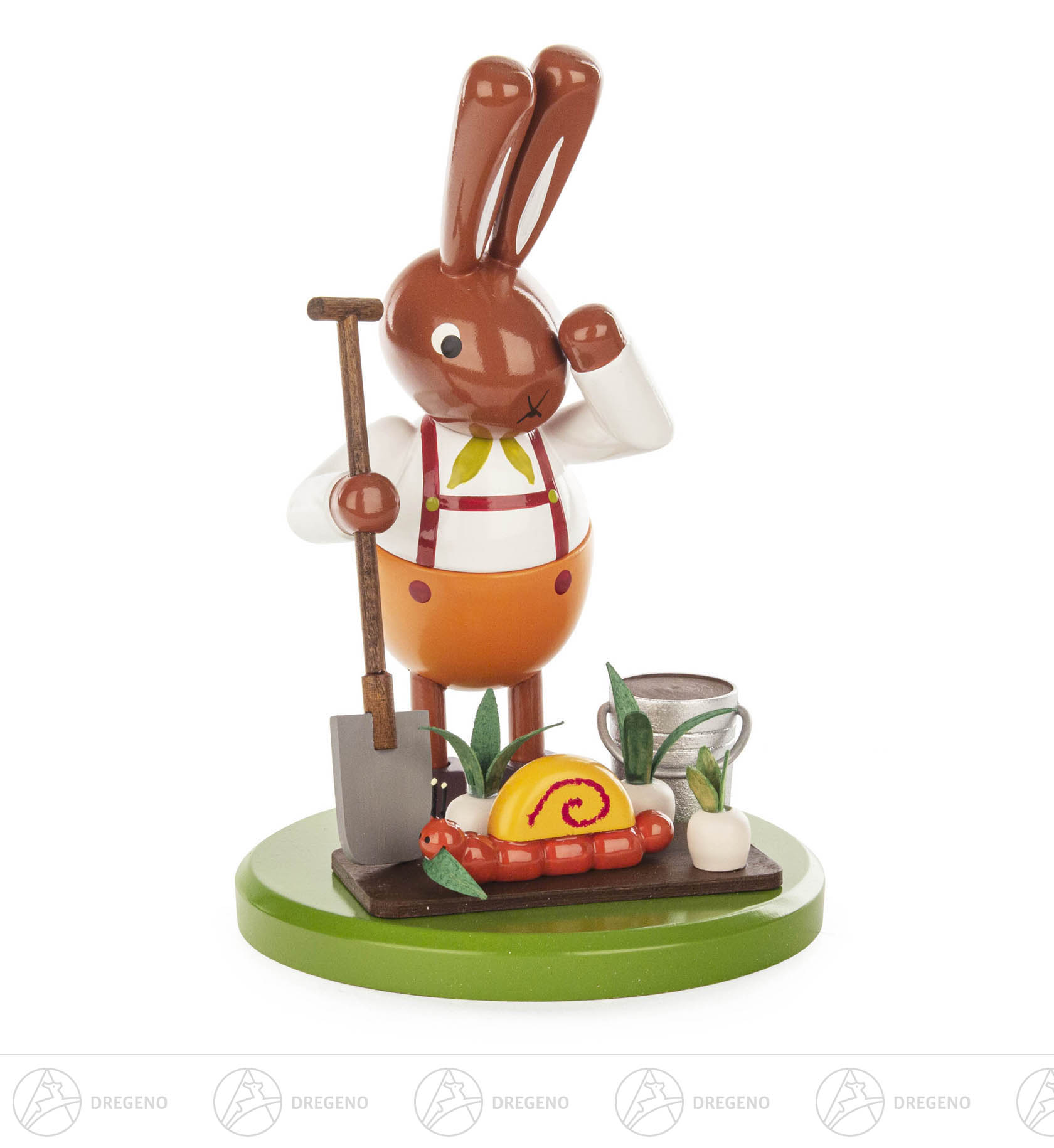 Hase mit Schnecke im Rübenfeld groß 17cm Hase mit Schnecke im Rübenfeld groß 17cm