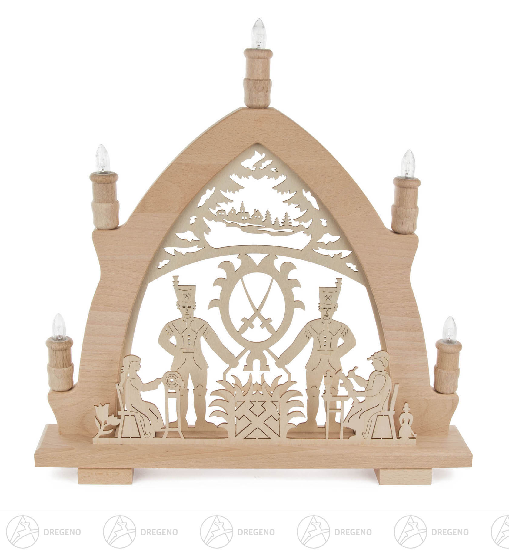 Leuchterbogen mit Bergleuten elektrisch beleuchtet 43x42cm