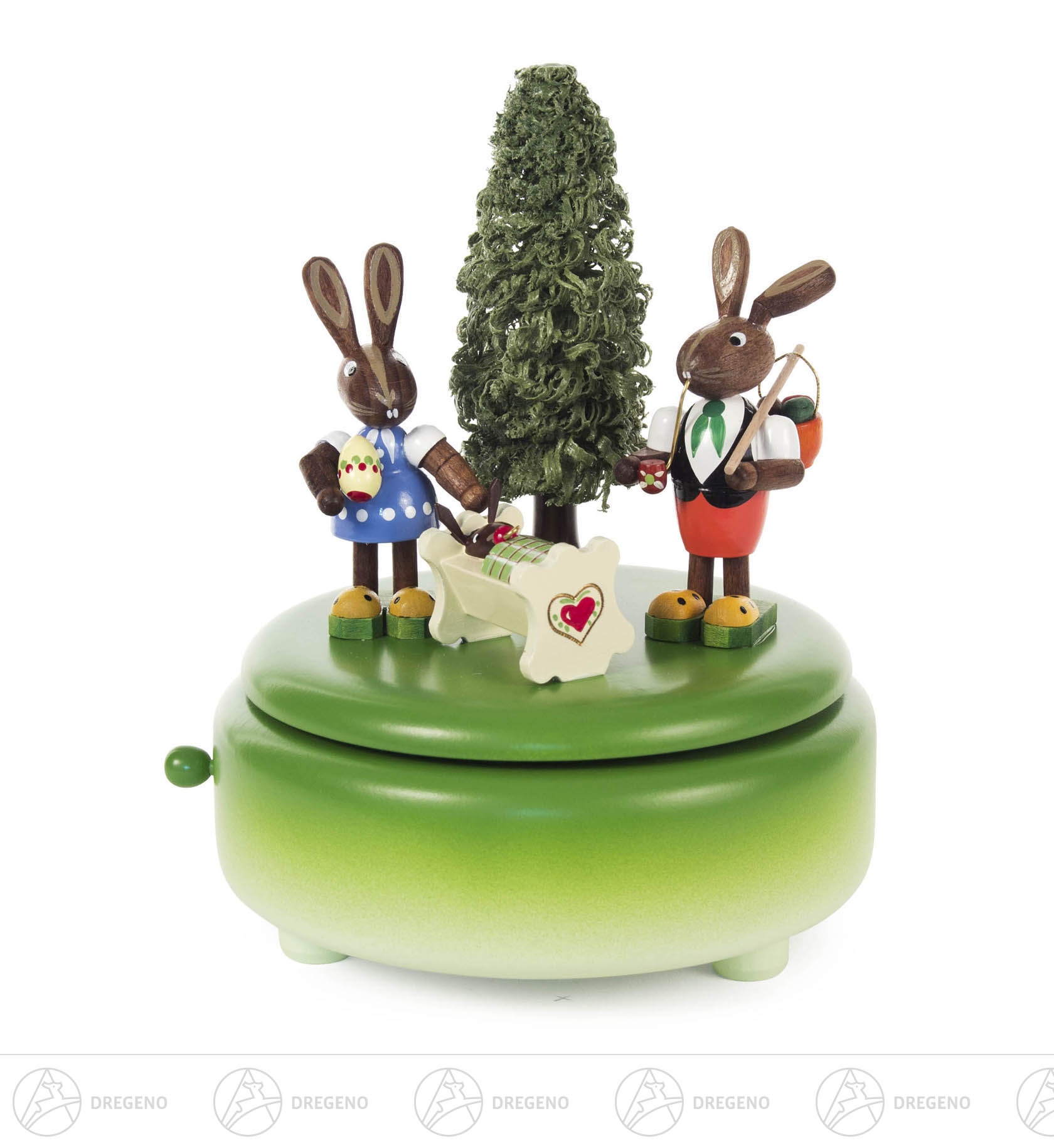 Spieldose mit 2 Osterhasen und Wiege Melodie: Blumenwalzer