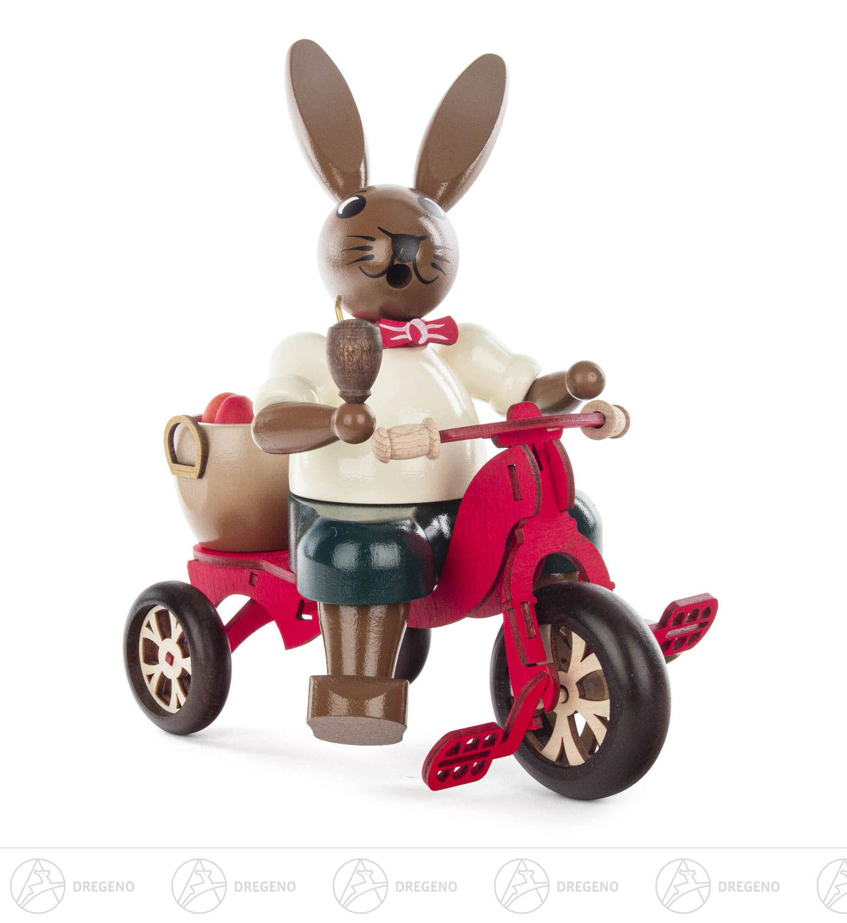 Räucherhase mit Dreirad 21x22cm