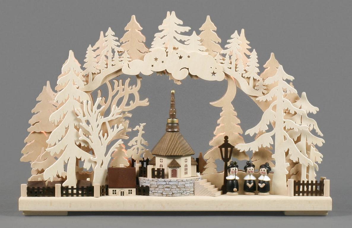 Schwibbogen Dorfkirche klein, indirekt elektrisch beleuchtet 29x43cm Schwibbogen Dorfkirche klein, indirekt elektrisch beleuchtet 29x43cm