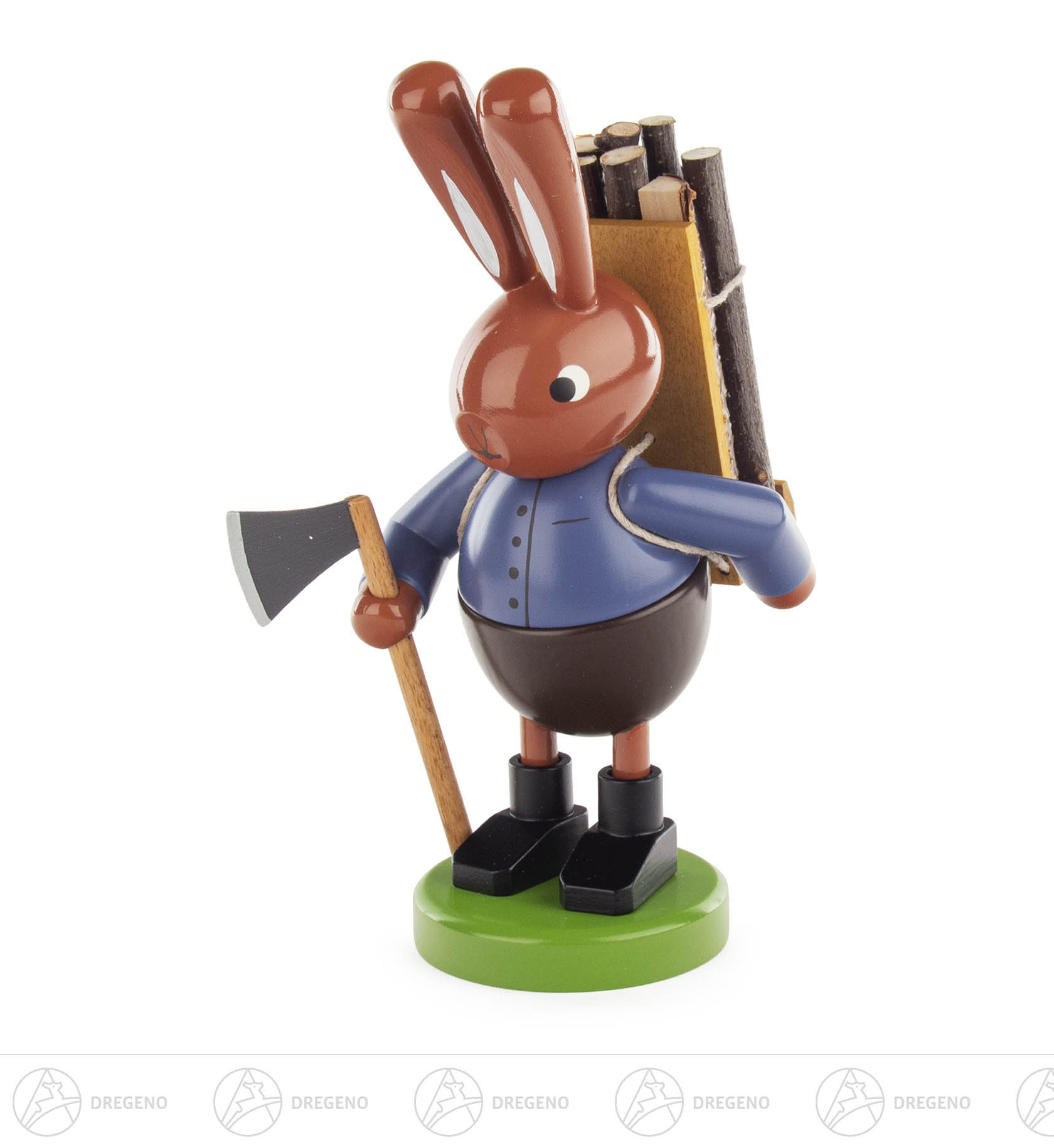 Hase mit Holztrage, groß 18cm