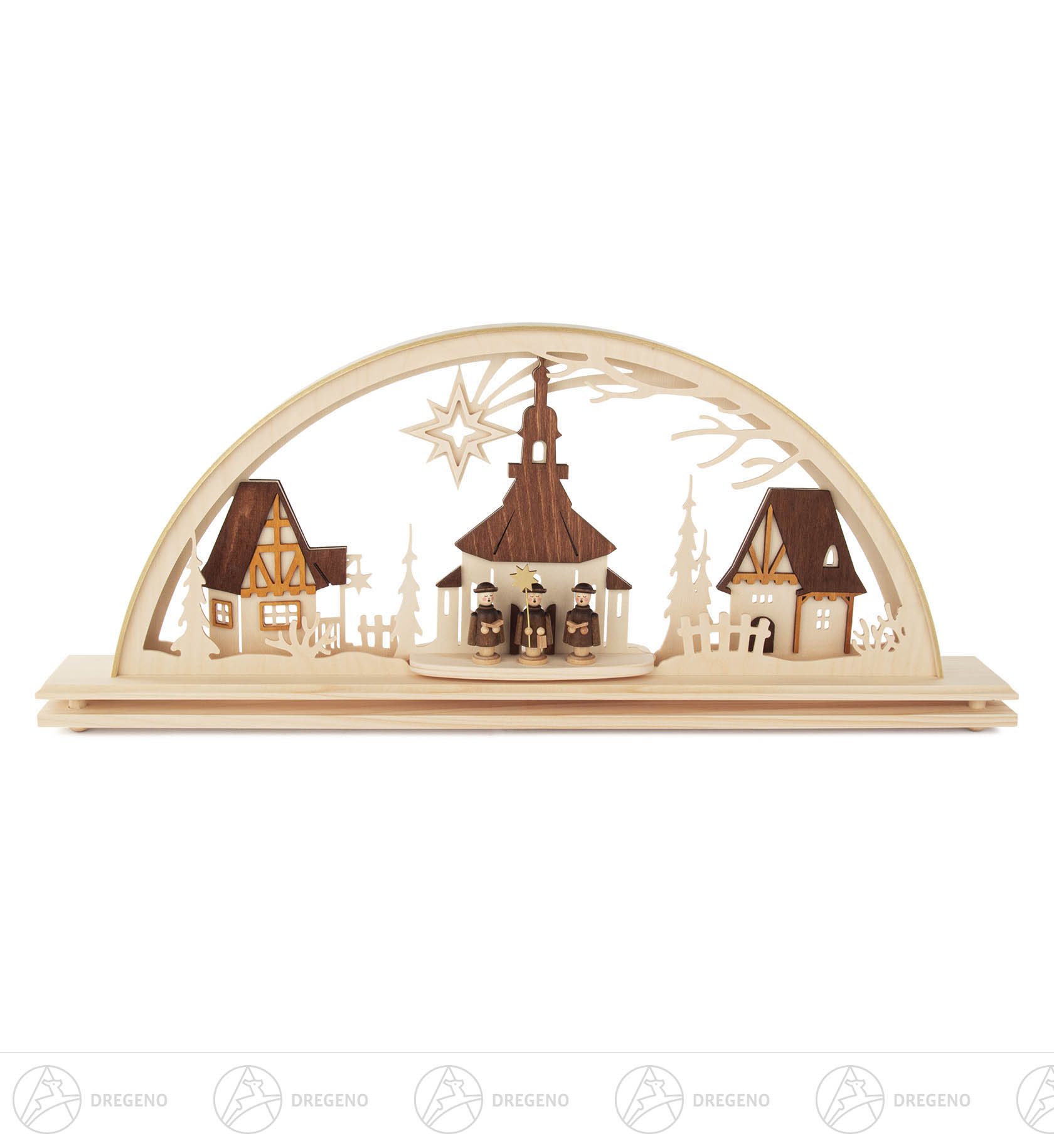 Schwibbogen Seiffener Kirche elektrisch beleuchtet LED 23x55cm