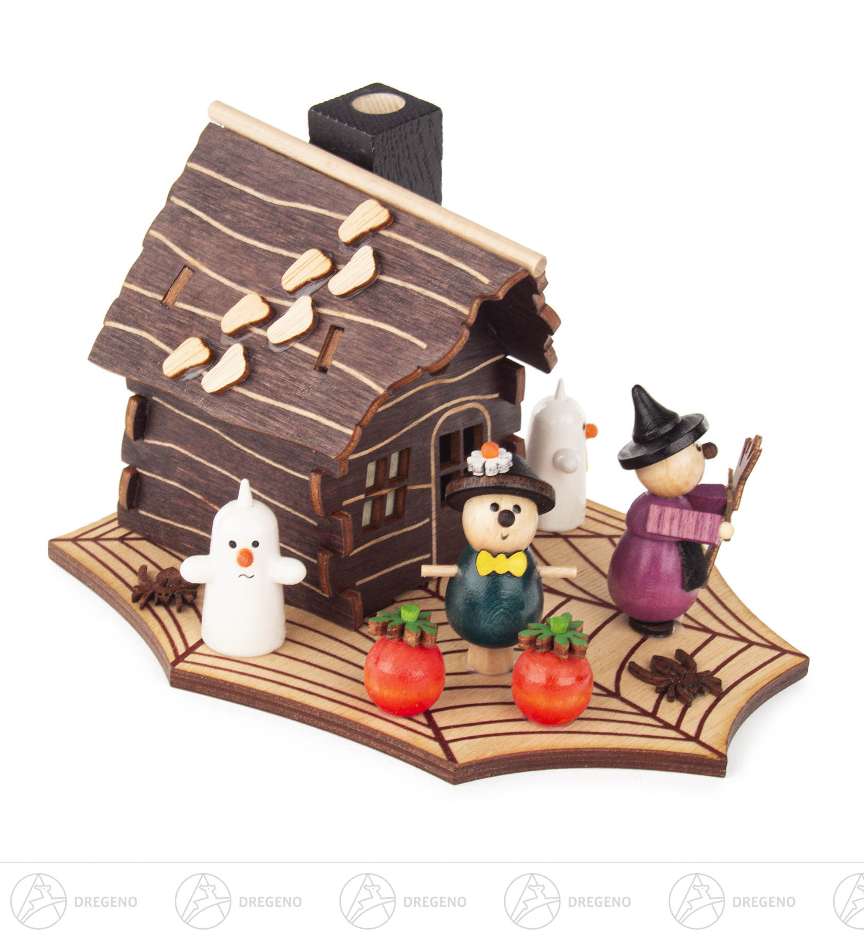 Räucherhaus Halloween mit Hexe und Gespenst