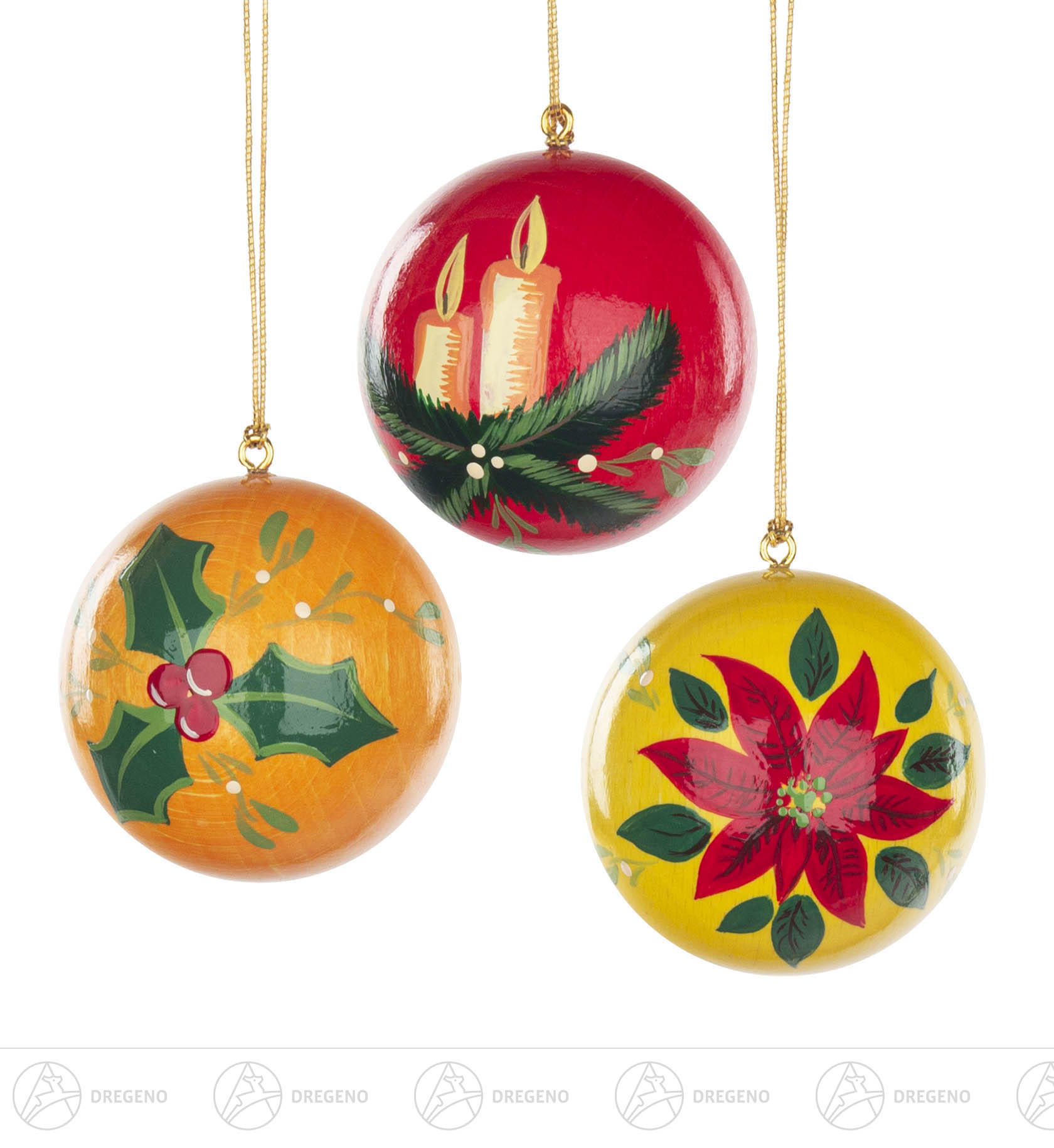 Weihnachtsbaumkugeln 4cm rot, gelb, orange Weihnachtsmoti 4cm