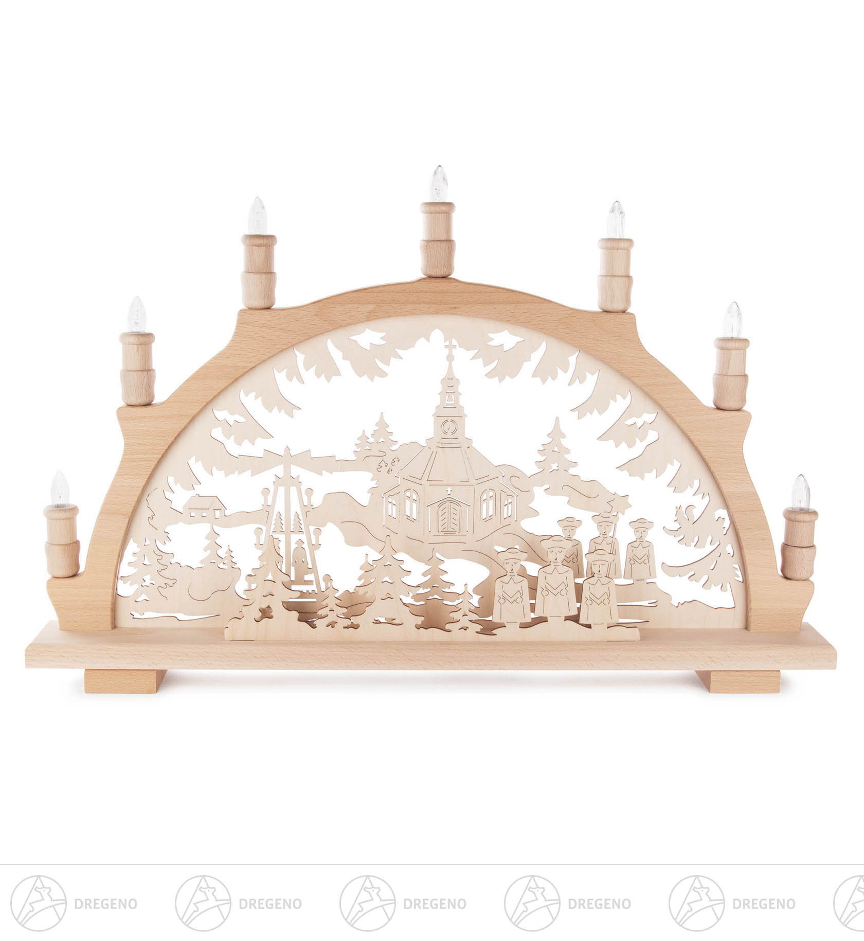 Schwibbogen mit Seiffener Kirche elektrisch beleuchtet 38x57cm Schwibbogen mit Seiffener Kirche elektrisch beleuchtet 38x57cm