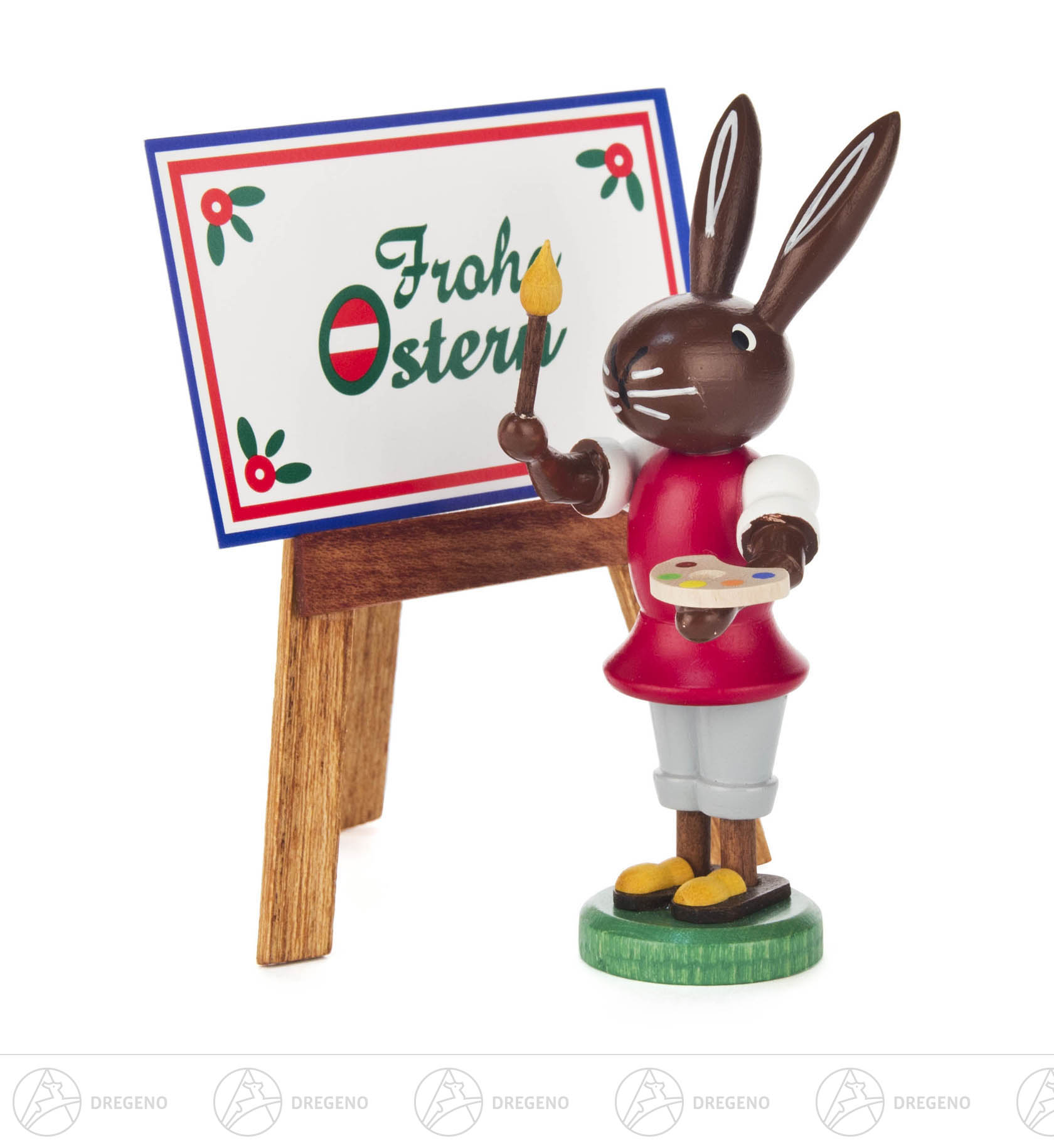 Hase mit Staffelei Frohe Ostern 9cm Hase mit Staffelei Frohe Ostern 9cm