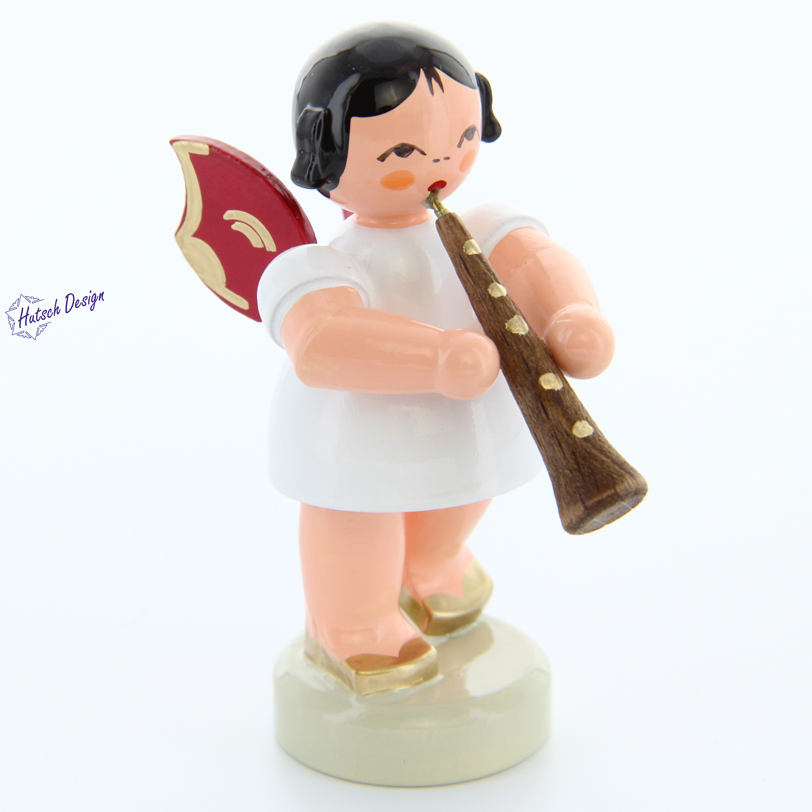 Engel stehend mit Oboe, rote Flügel Engel stehend mit Oboe, rote Flügel