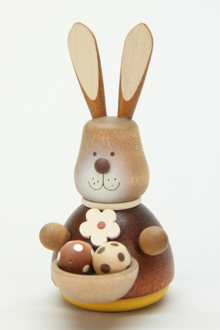 Wackelhase mit Eierkorb natur  9,8 cm