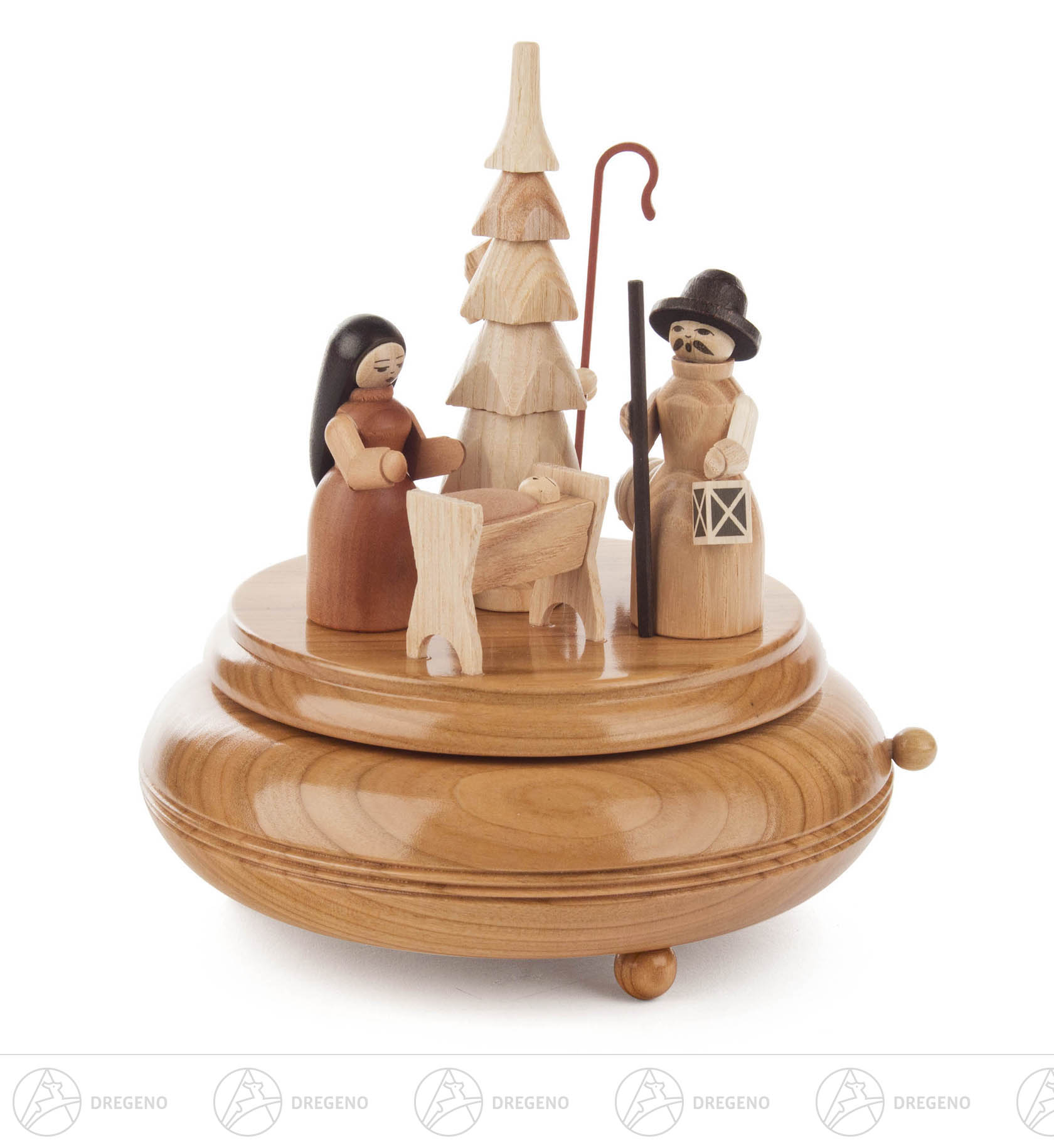 Spieldose mit Krippefiguren, natur Melodie:Am Weihnachtsbaume