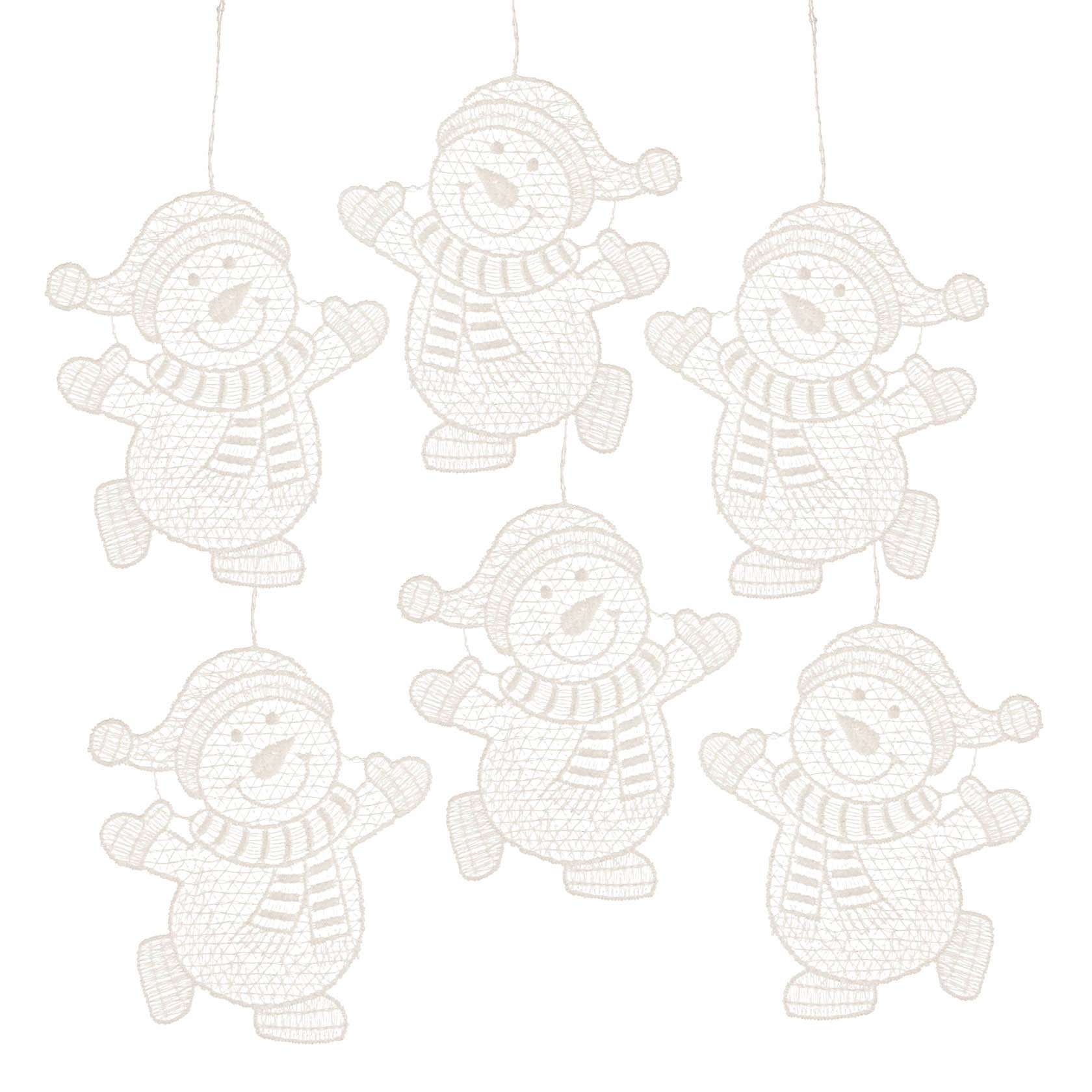 Behang Schneemann 6-teilig 6x 290771 Plauener Spitze 9cm Behang Schneemann 6-teilig 6x 290771 Plauener Spitze 9cm