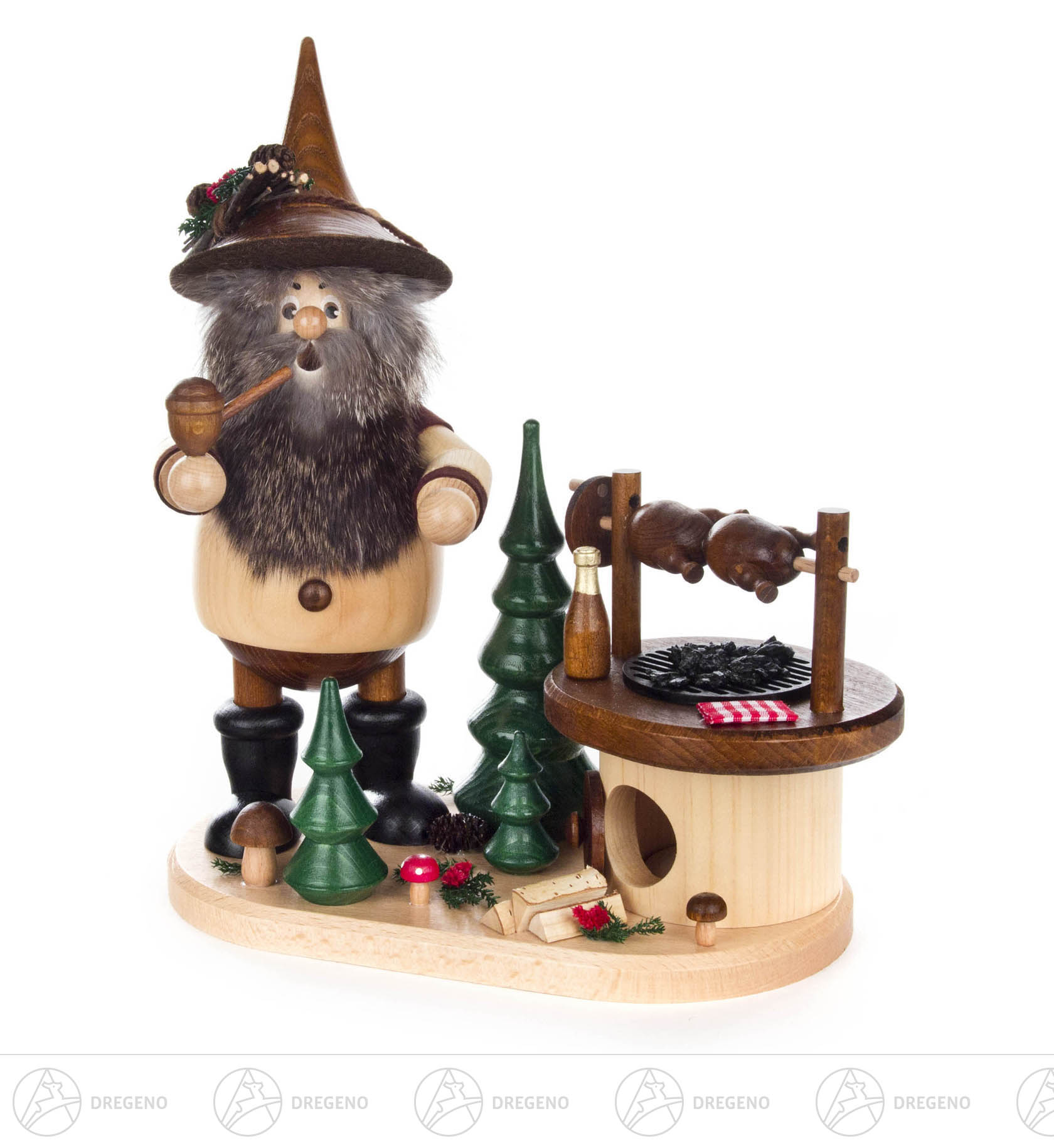 Räuchermann Wichtel am Drehgrill