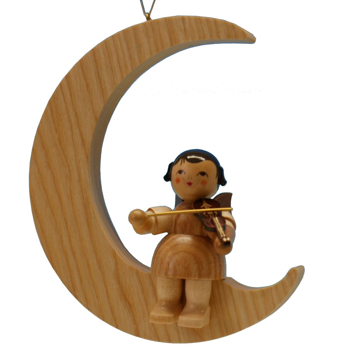 Engel sitzend groß mit Violine, natur, Mond natur Engel sitzend groß mit Violine, natur, Mond natur