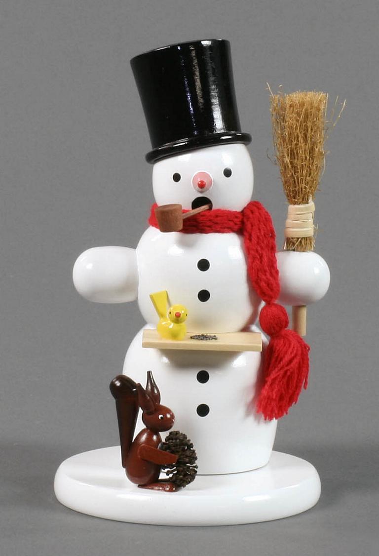 Räuchermann Schneemann mit Eichhörnchen
