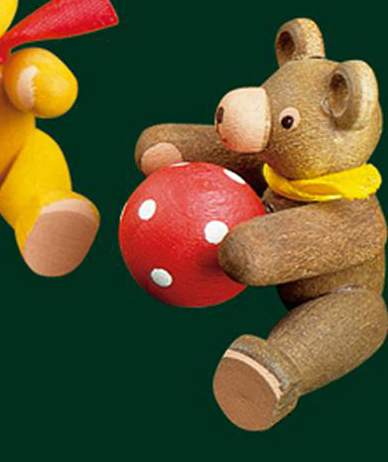 Spielbär sitzend mit rotem Ball  4 cm