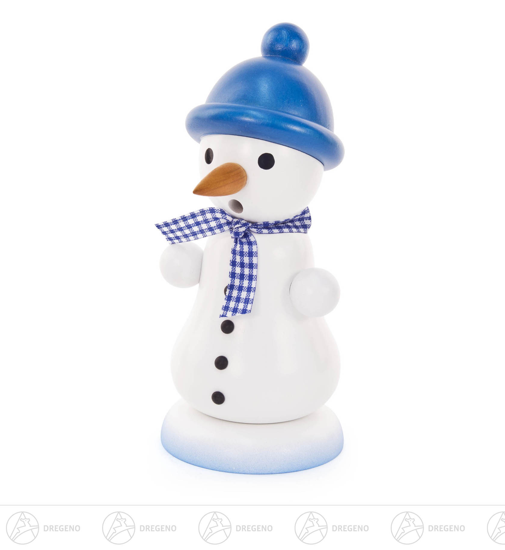 Räuchermann Schneemann mit blauer Bommelmütze