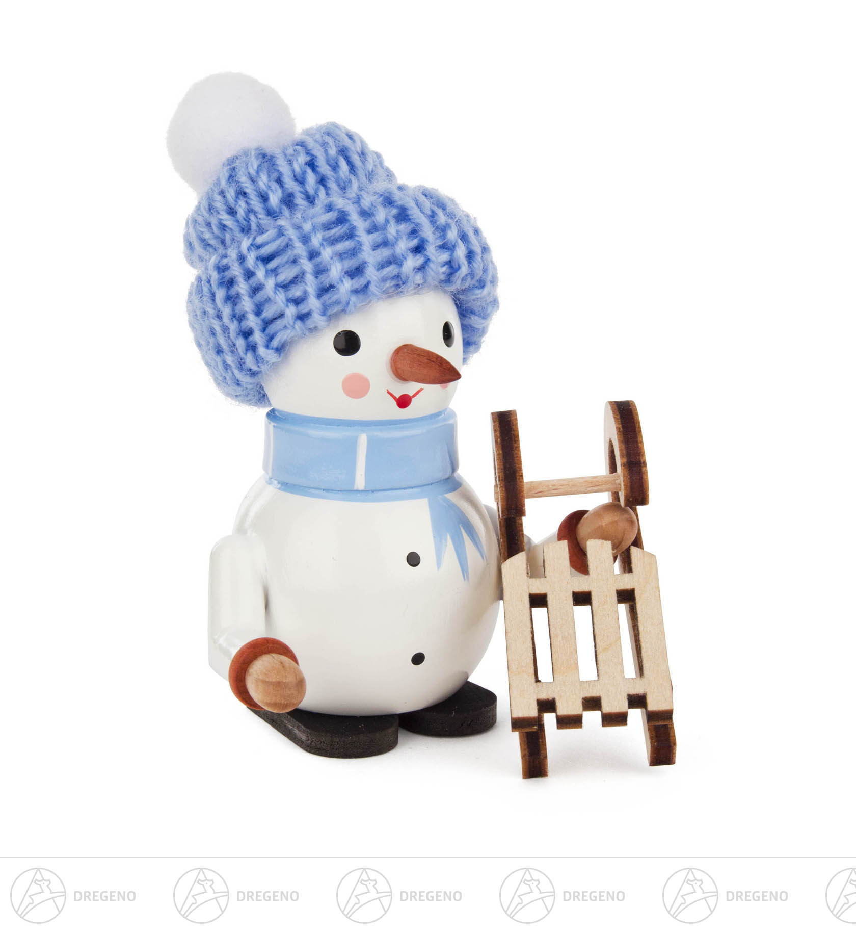Schneemann Oskar mit Schlitten 8,5cm