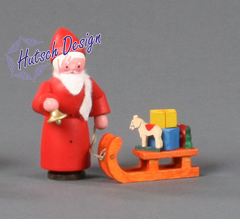 Nikolaus mit Schlitten, farbig 6cm Nikolaus mit Schlitten, farbig 6cm