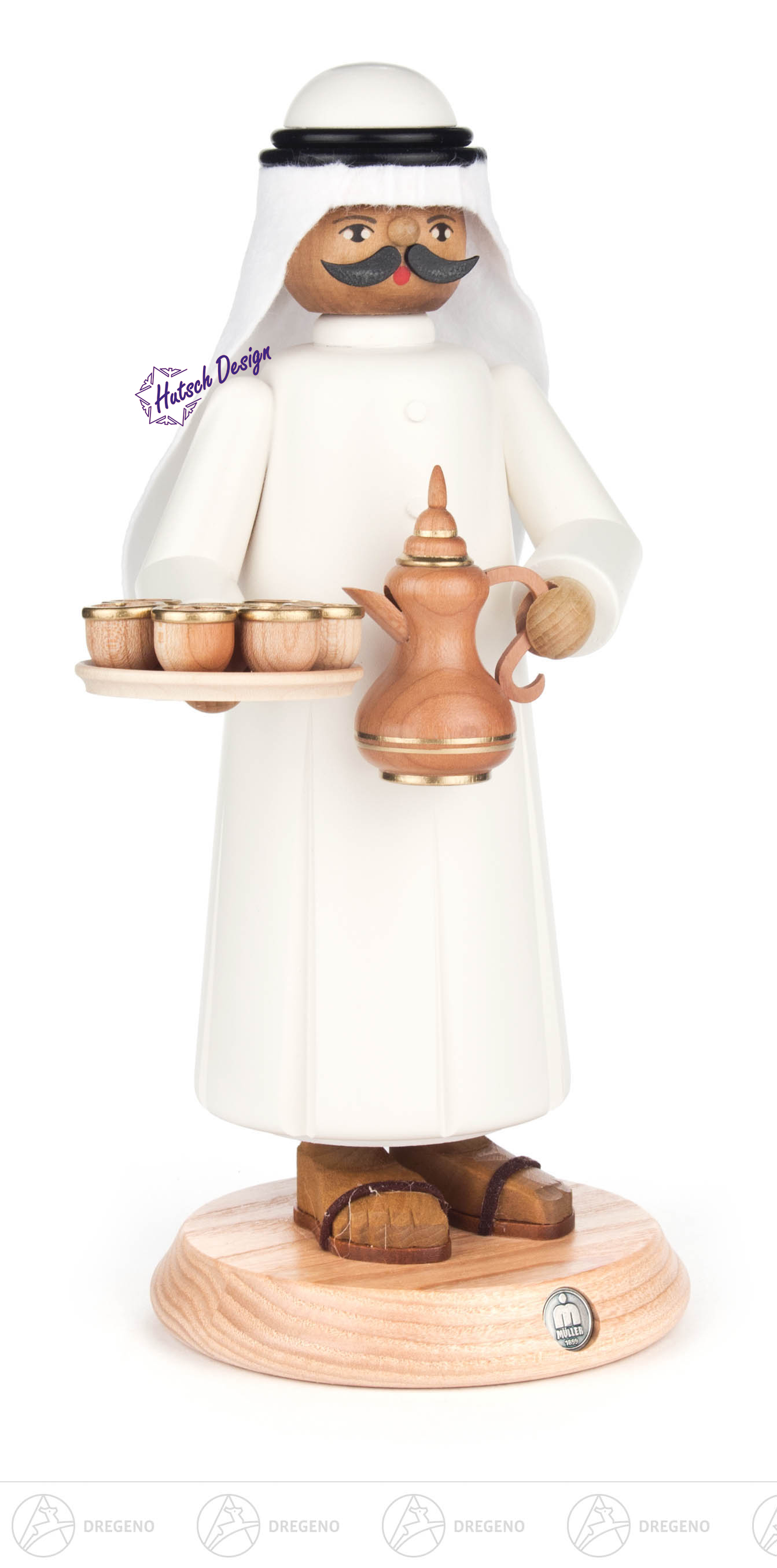 Räuchermann Araber mit rauchender Teekanne und Tablett