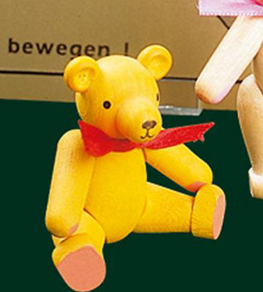Spielzeugbär beweglich gelb  7 cm