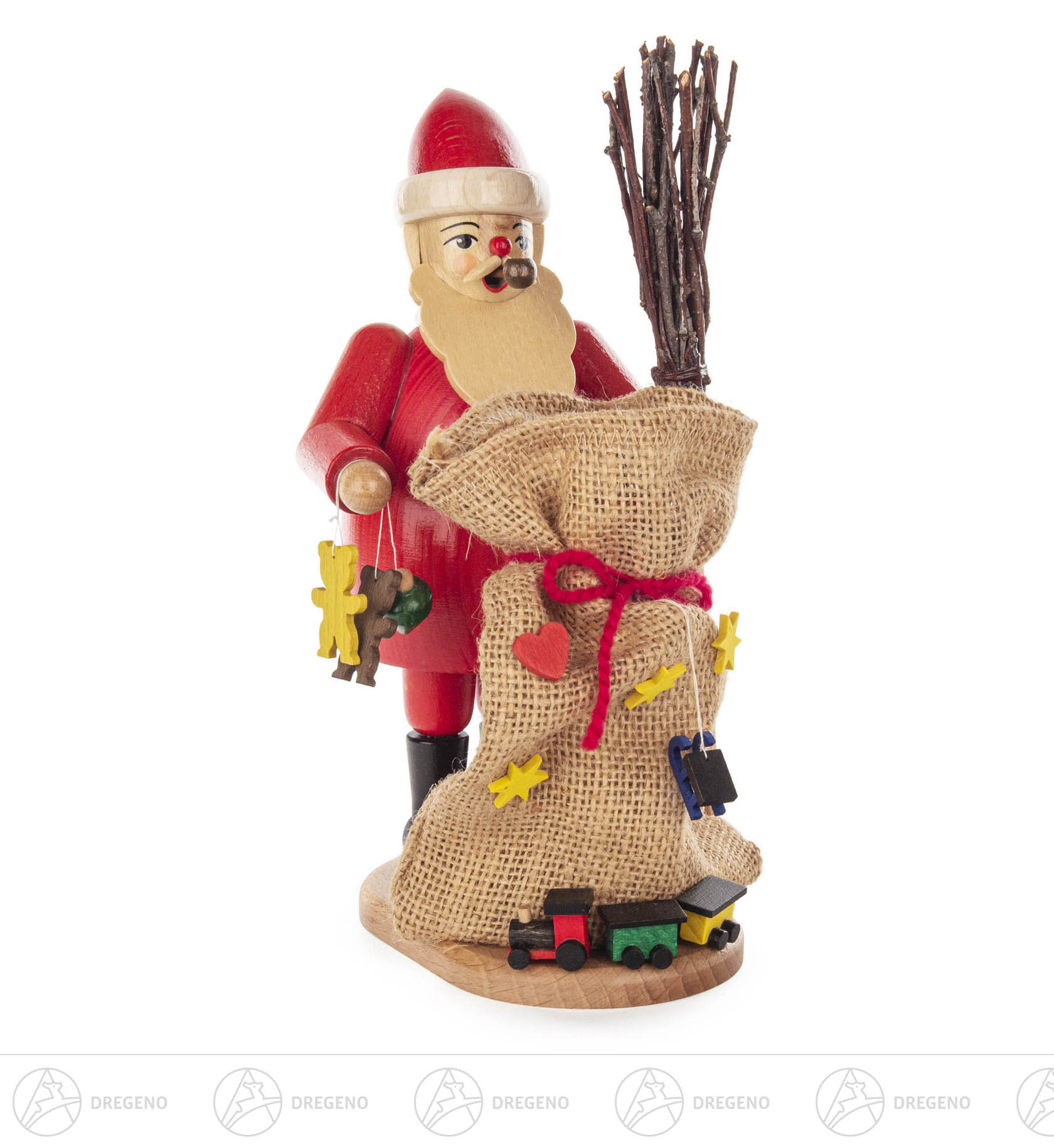 Räuchermann Weihnachtsmann mit Sack 20cm