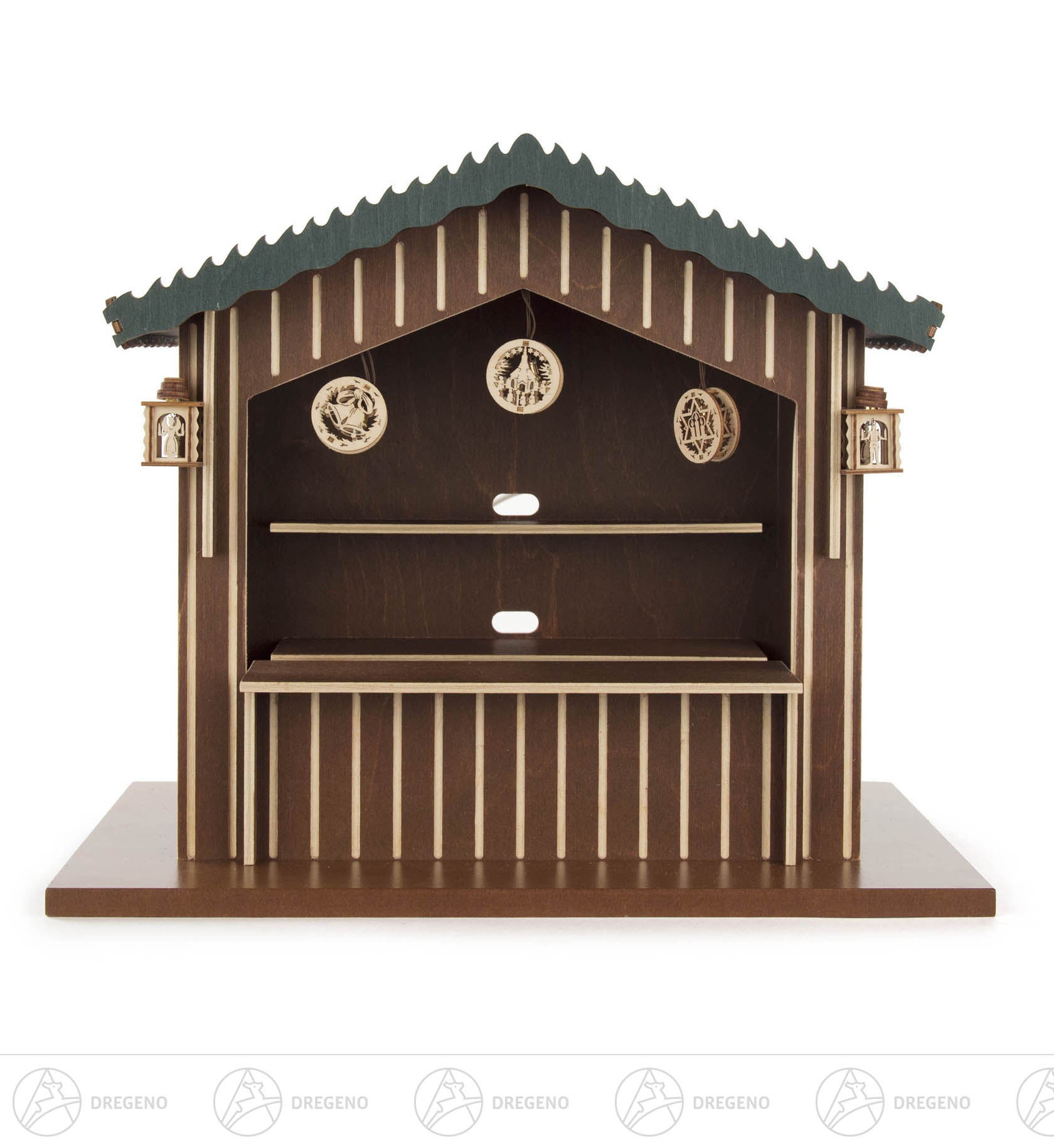 Weihnachtsmarktstand mit 10-fach Verteiler und Trafo elektrisch beleuchtet 27cm