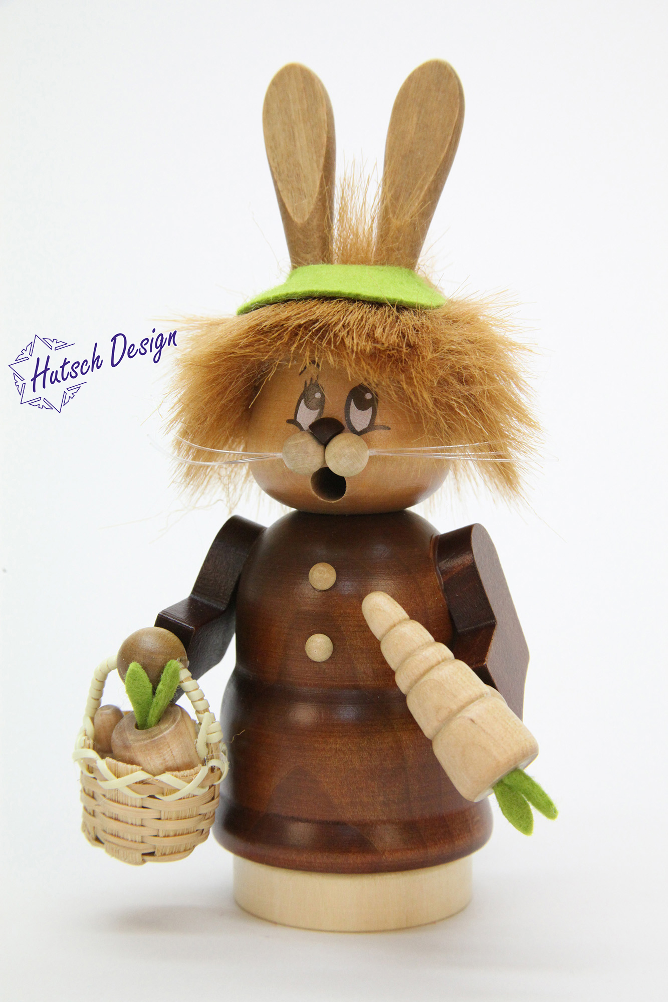 Räuchermann Miniwichtel Häsin mit Karotte  16,5 cm