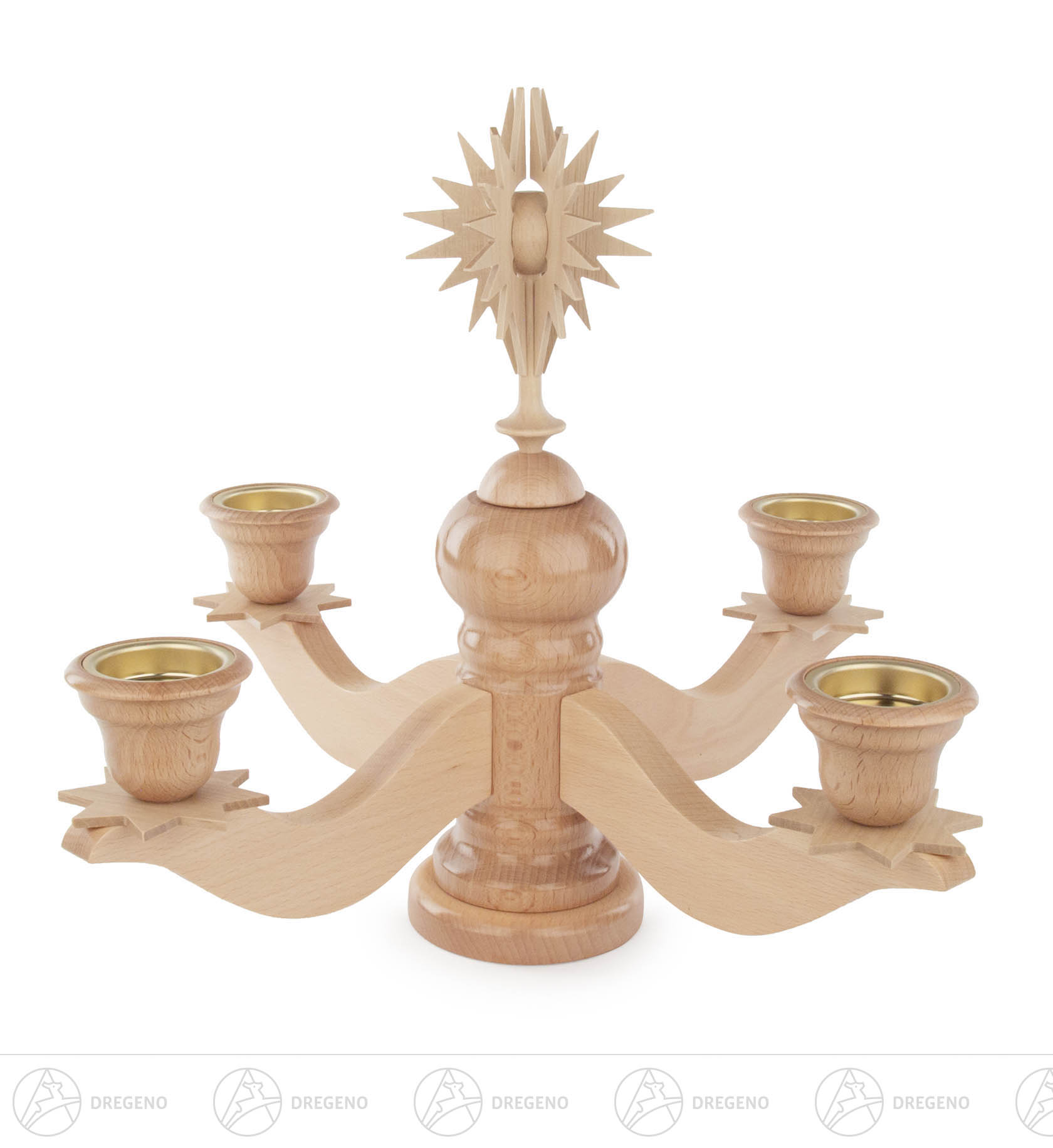 Adventsleuchter mit Stern natur groß für Teelichte 30cm