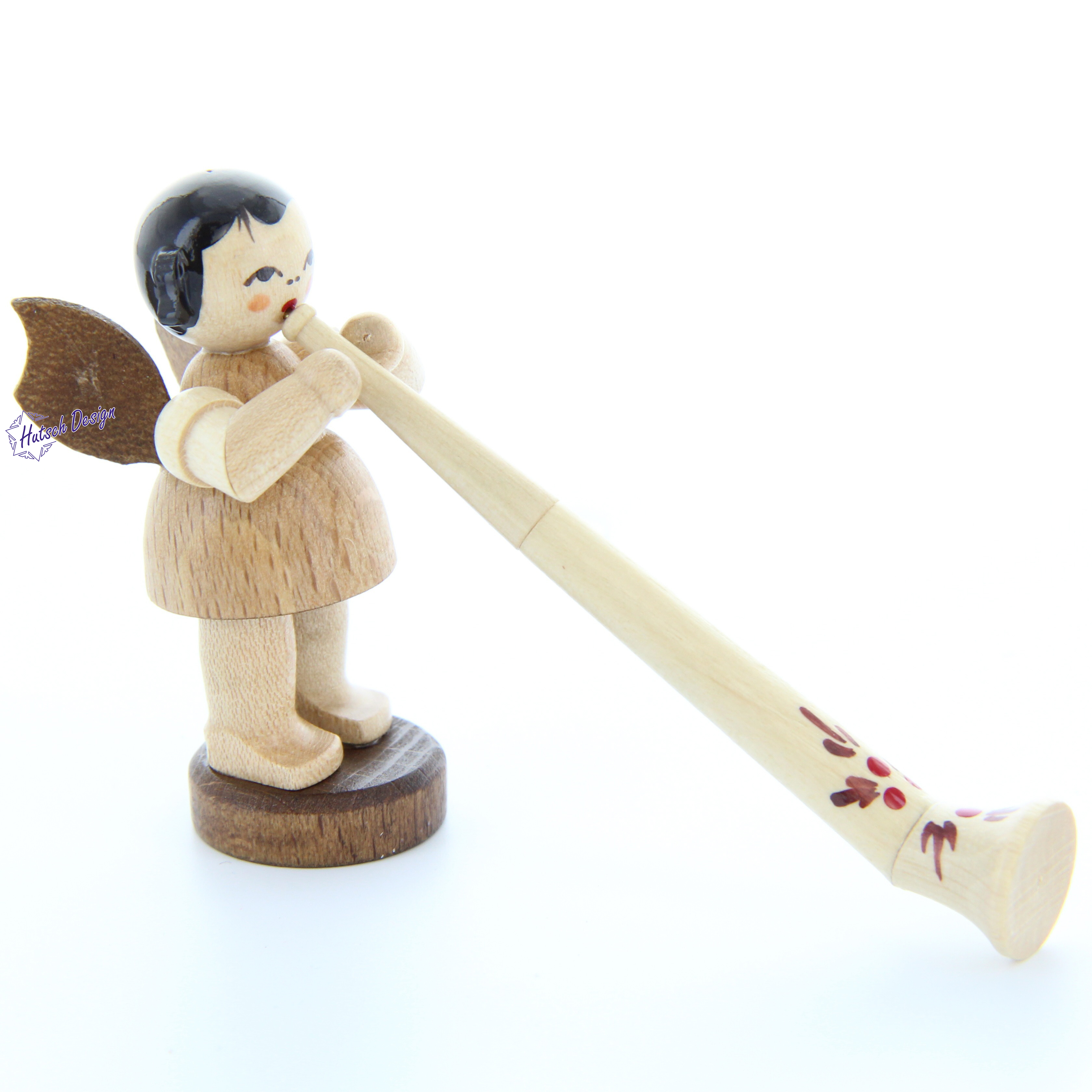 Engel stehend mit Alphorn, natur Engel stehend mit Alphorn, natur