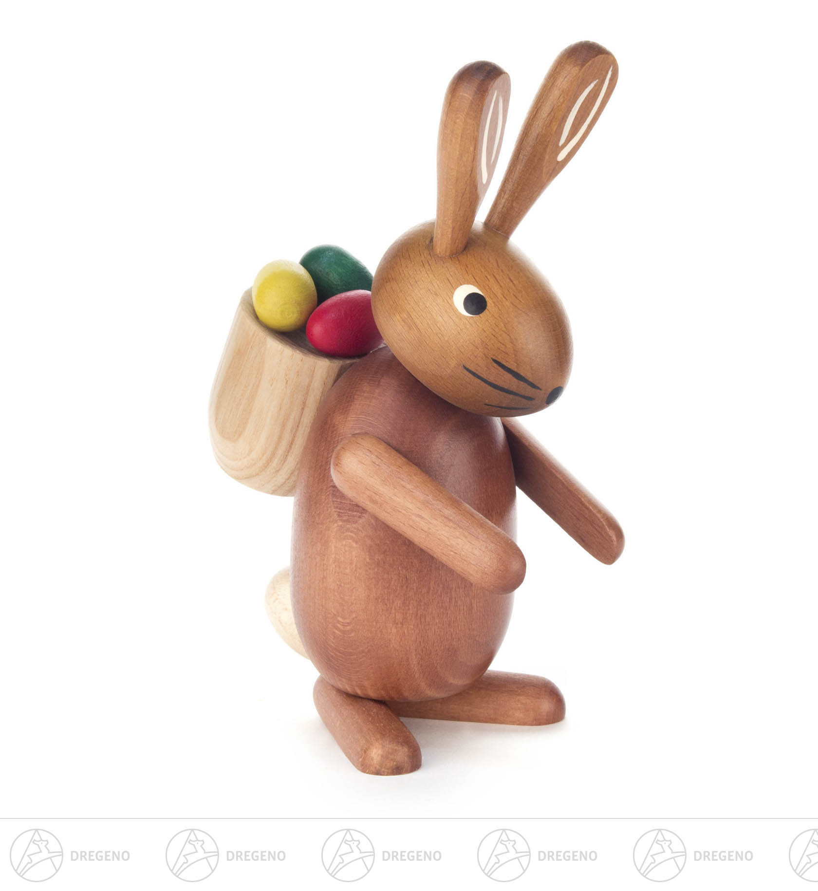 Hase mit Eierkorb braun gebeizt 17cm