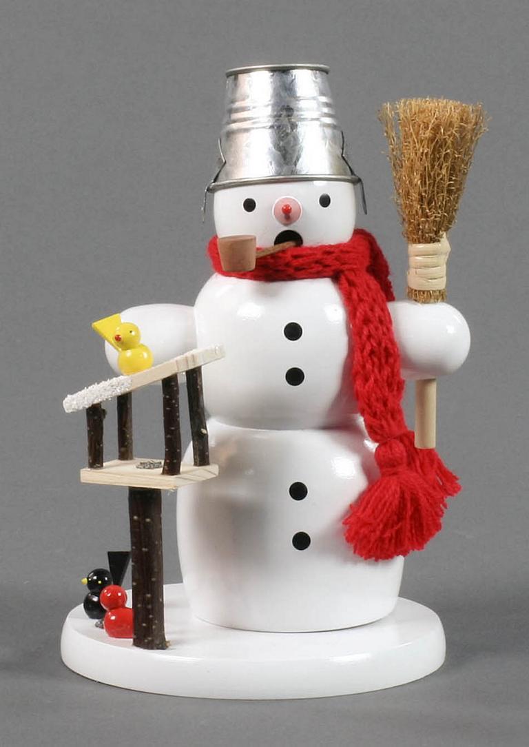 Räuchermann Schneemann mit Vogelhaus