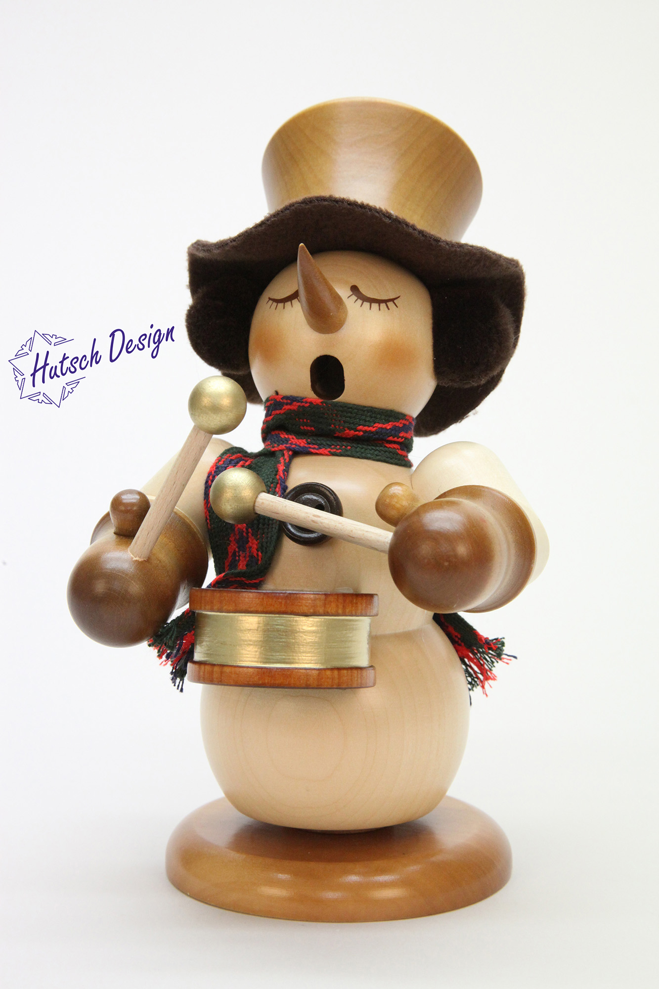 Räuchermann Schneemann mit Trommel natur  23,0 cm