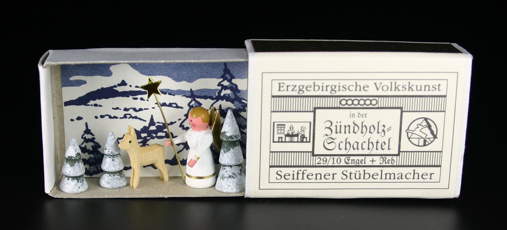 Zündholzschachteln Engel mit Reh