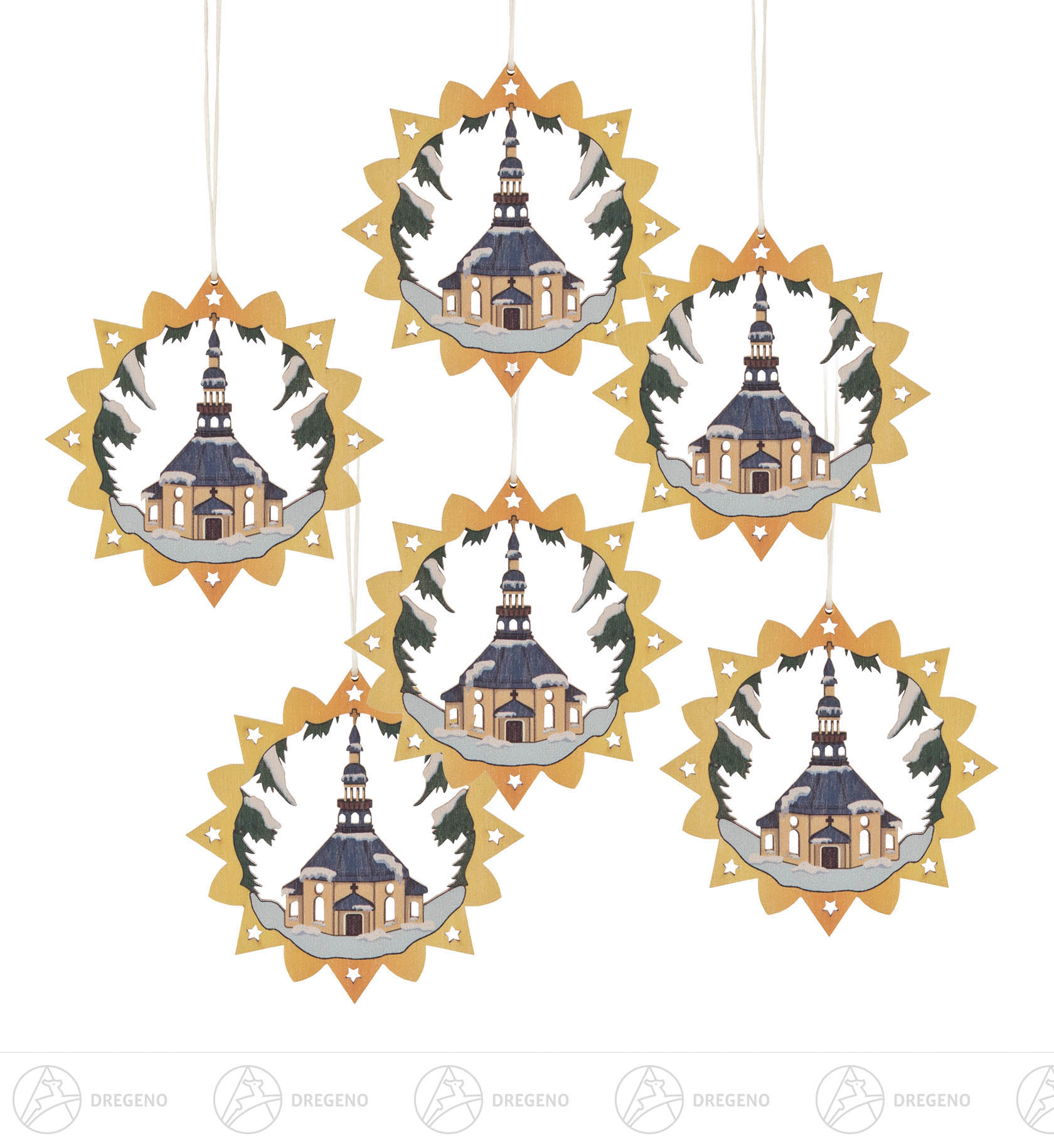Behang Seiffener Kirche bunt (VE 6) 6cm Behang Seiffener Kirche bunt (VE 6) 6cm