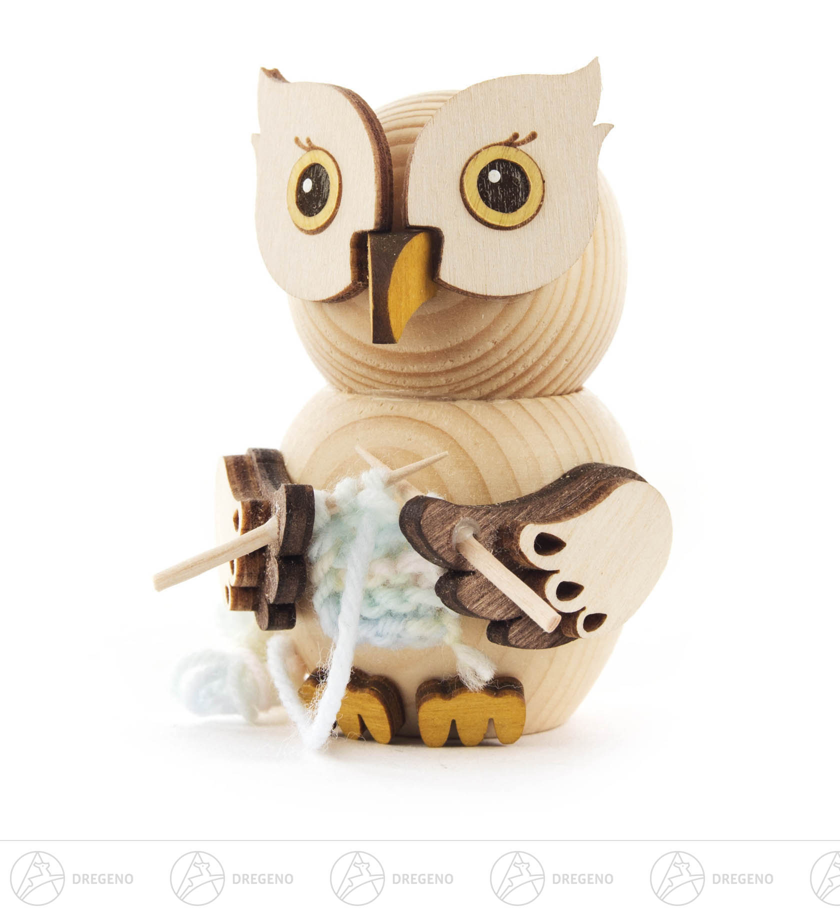 Mini-Eule mit Strickzeug 7cm